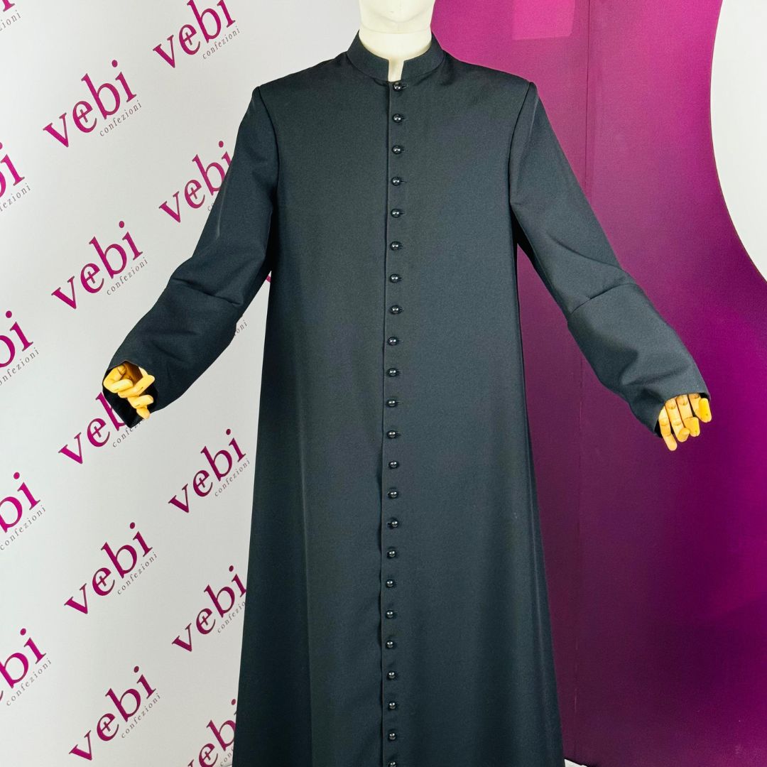 Abito Talare Nero 100% Poliestere in Tessuto Vaticano (Anche su Misura)
