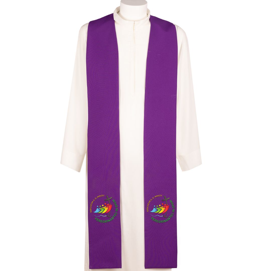 Stola Sacerdotale 4 Colori Liturgici Ricamo Logo Ufficiale GIUBILEO 2025