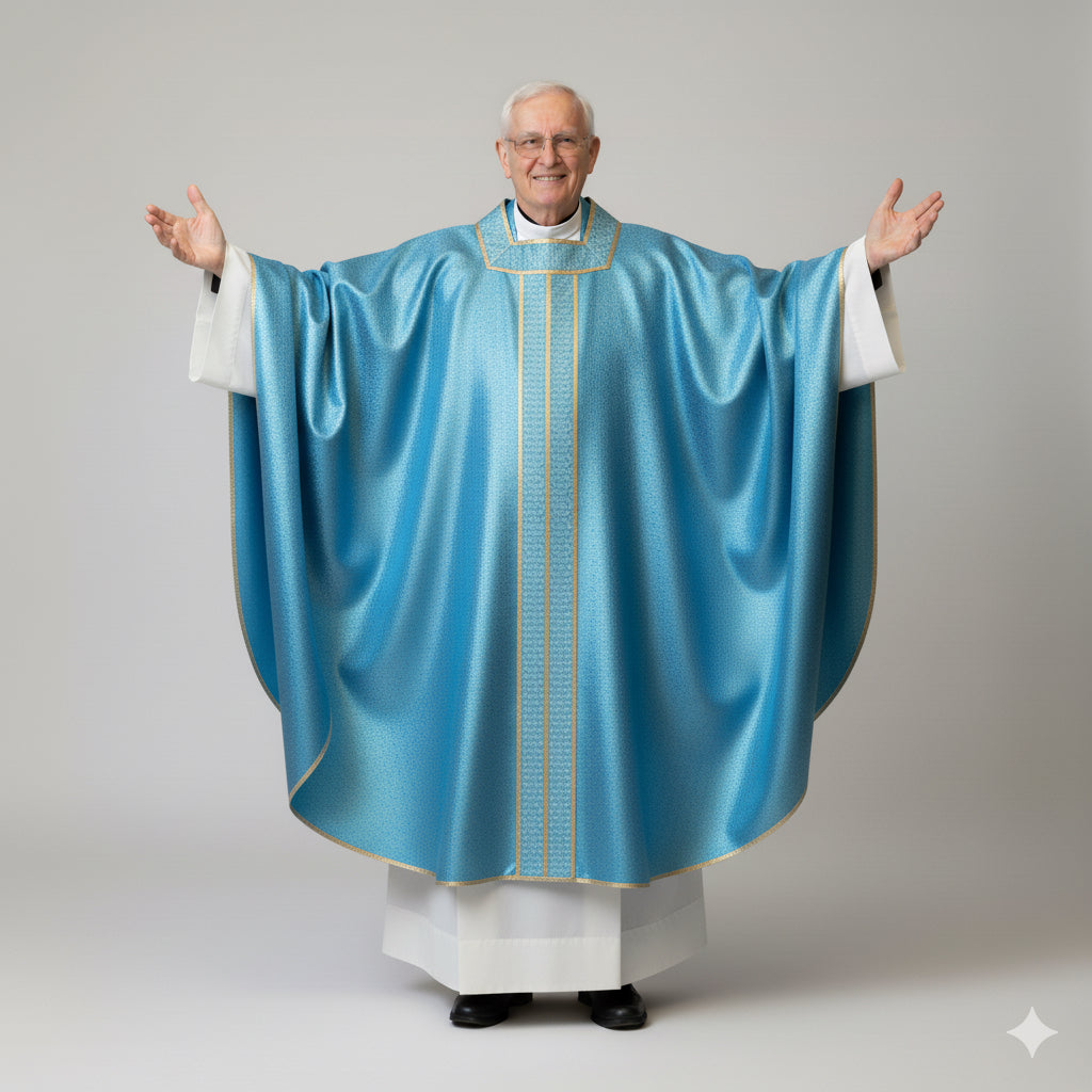 Casula Seta con Stolone Centrale e Passamaneria Francese Dorata