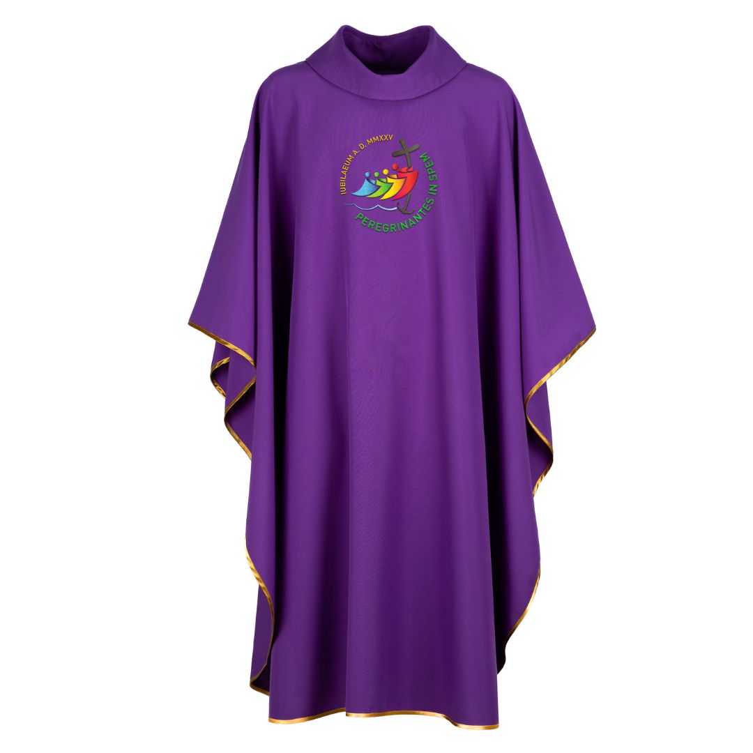 Casula 4 Colori Liturgici  Ricamo Logo GIUBILEO 2025 Roma