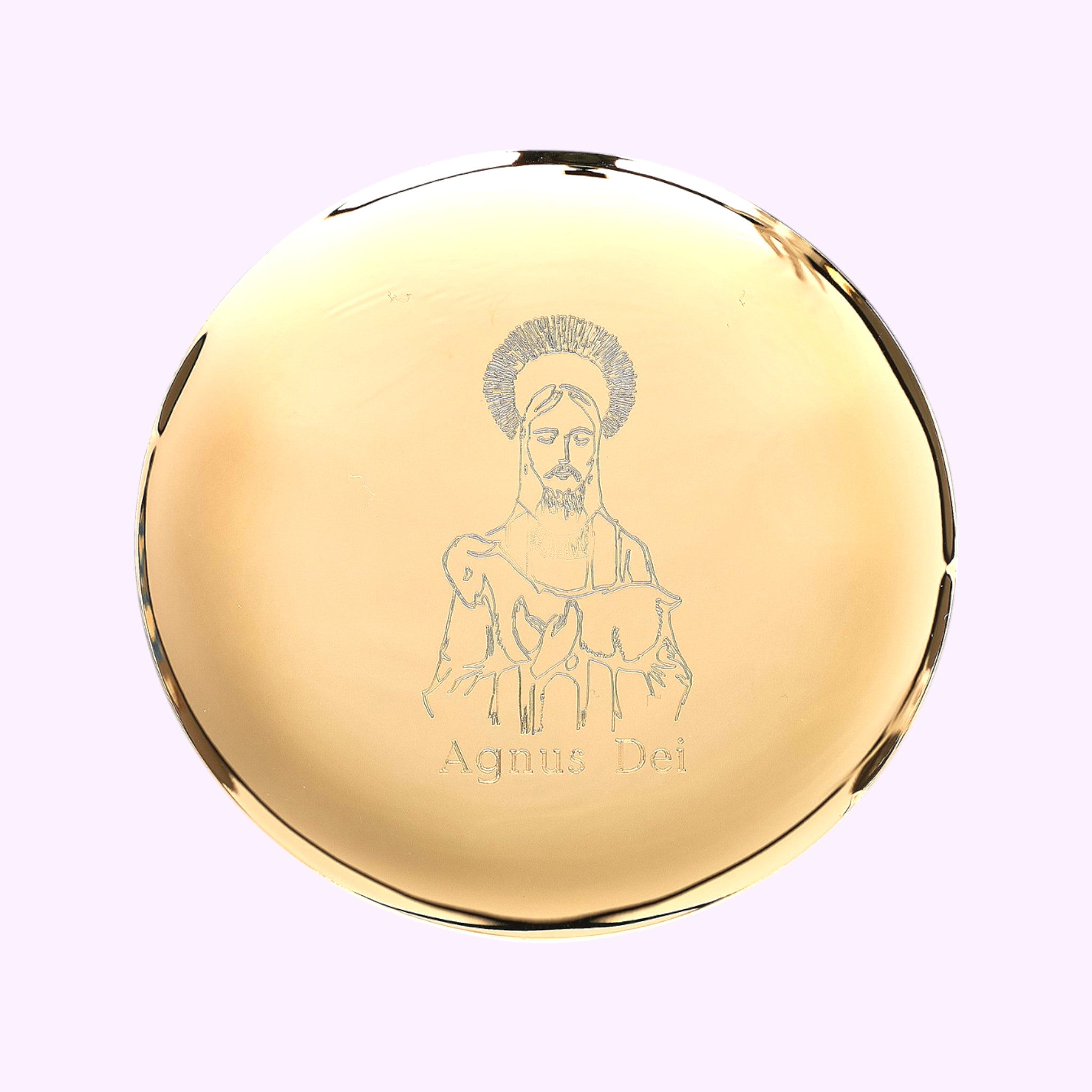 Patena Dorata Incisione Buon Pastore Agnus Dei