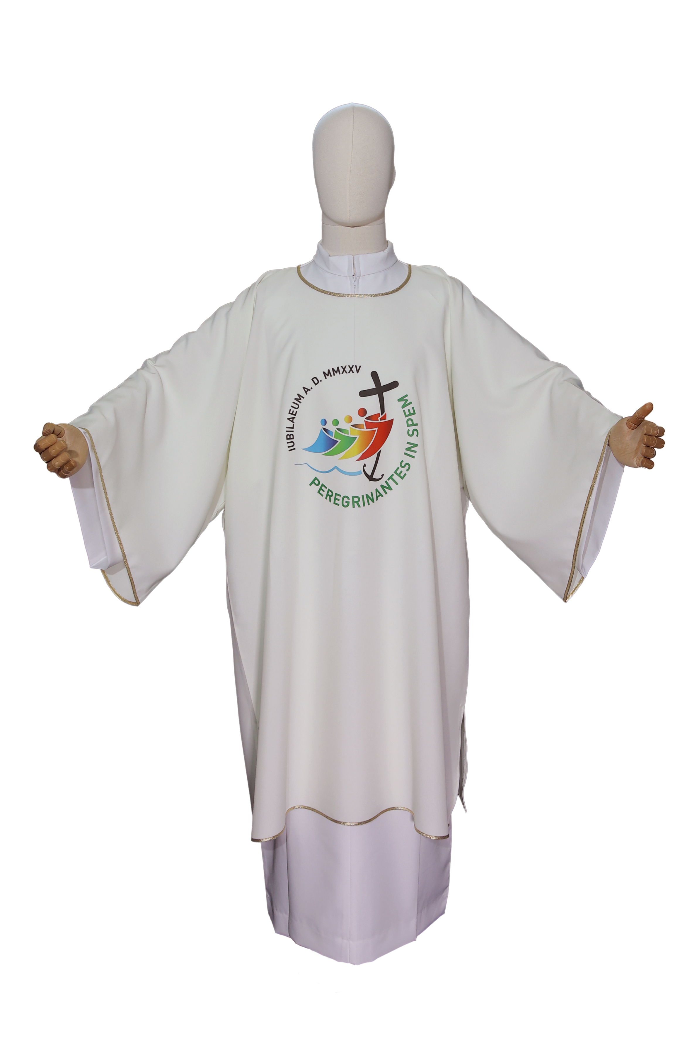 Dalmatica Diaconale con Stampa Logo Ufficiale Giubileo 2025 (Colori Liturgici,Rosa, Morello e Celeste Disponibili)