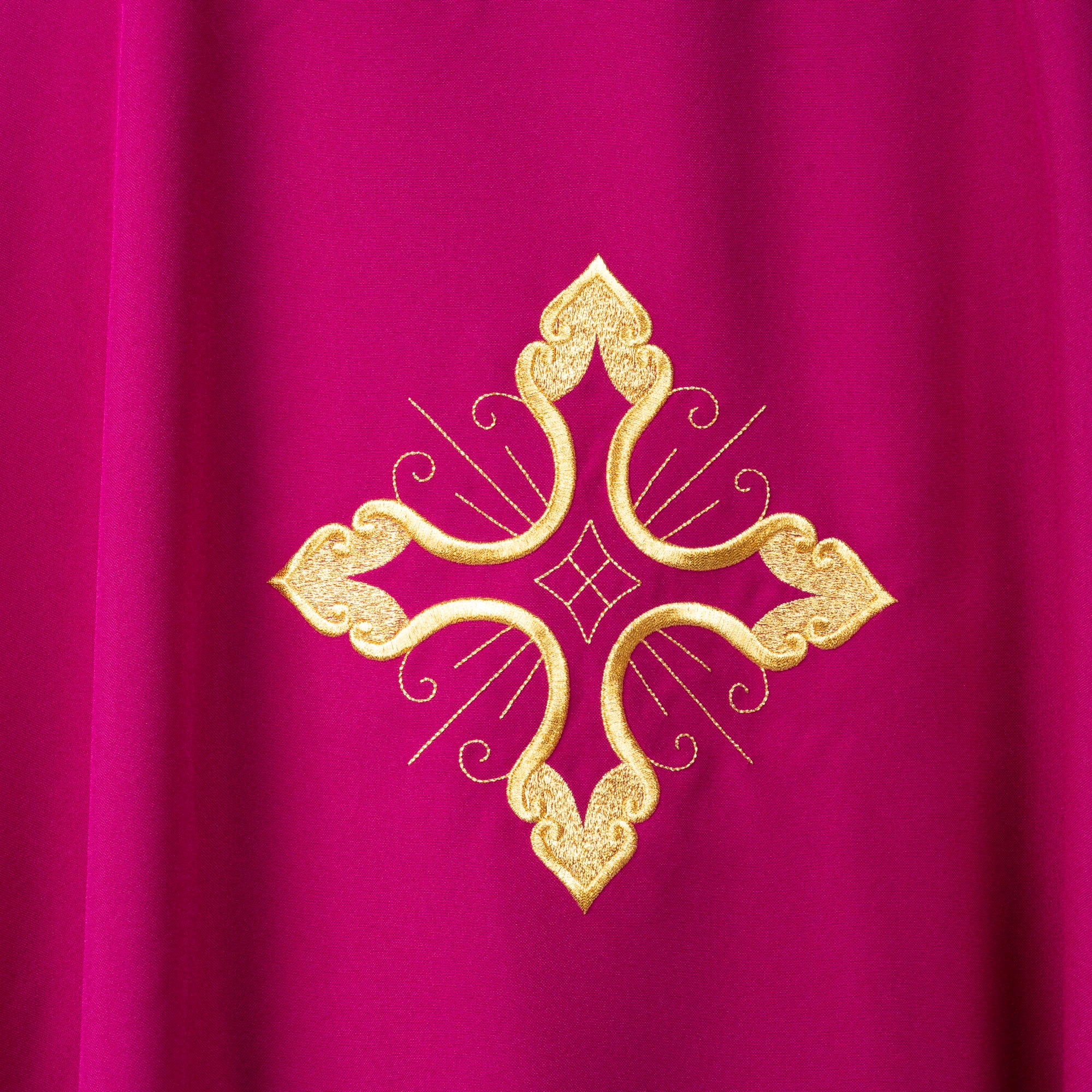 Casula Sacerdotale Ricamo Croce Oro Disponibile Colori Lit. + Rosa, Morello, Nero