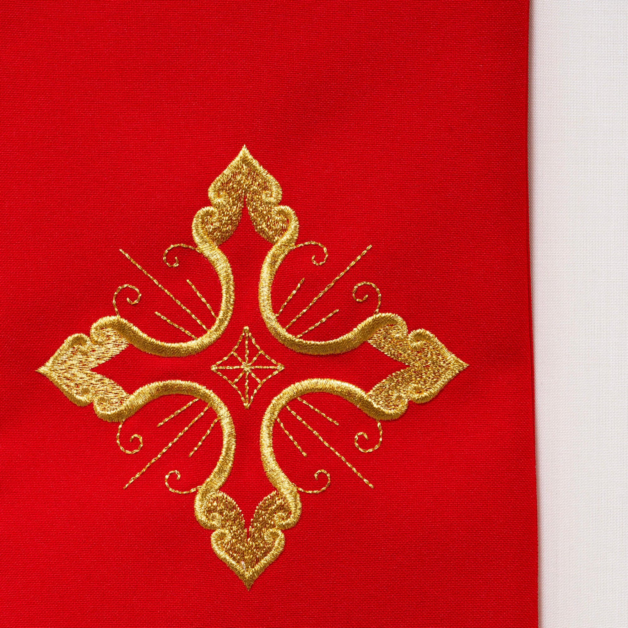 Stola per Sacerdote Ricamo Croce Rifinitura Oro (Colori Liturgici Disponibili)