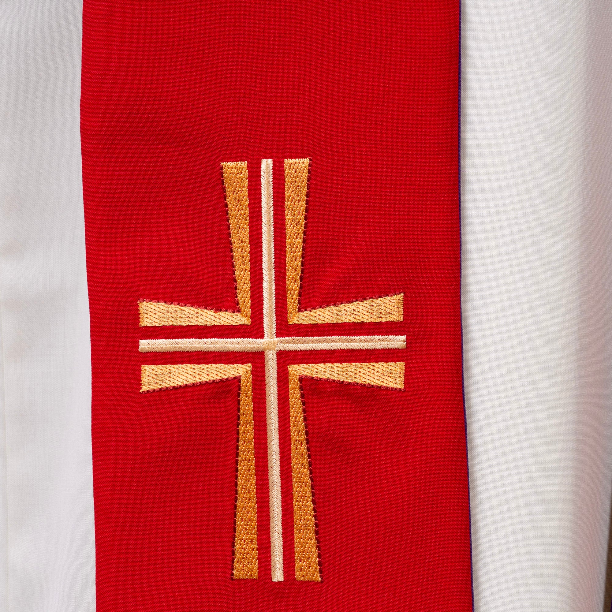 Stola per Sacerdote BICOLORE Ricamo Croce Rifinitura su Tono