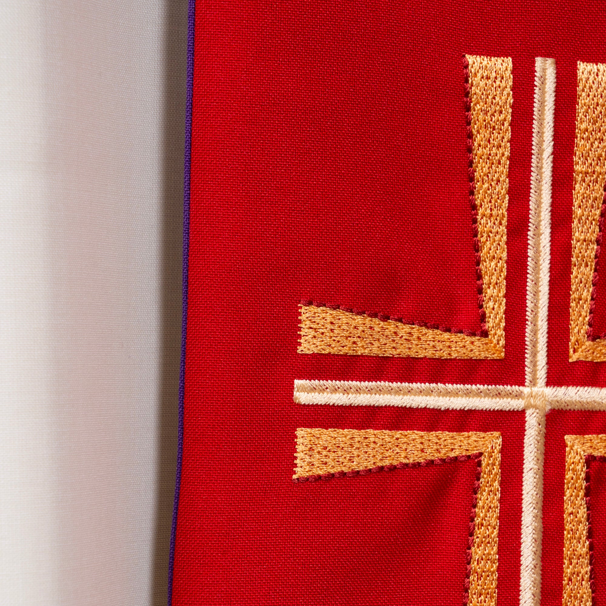 Stola per Sacerdote BICOLORE Ricamo Croce Rifinitura su Tono