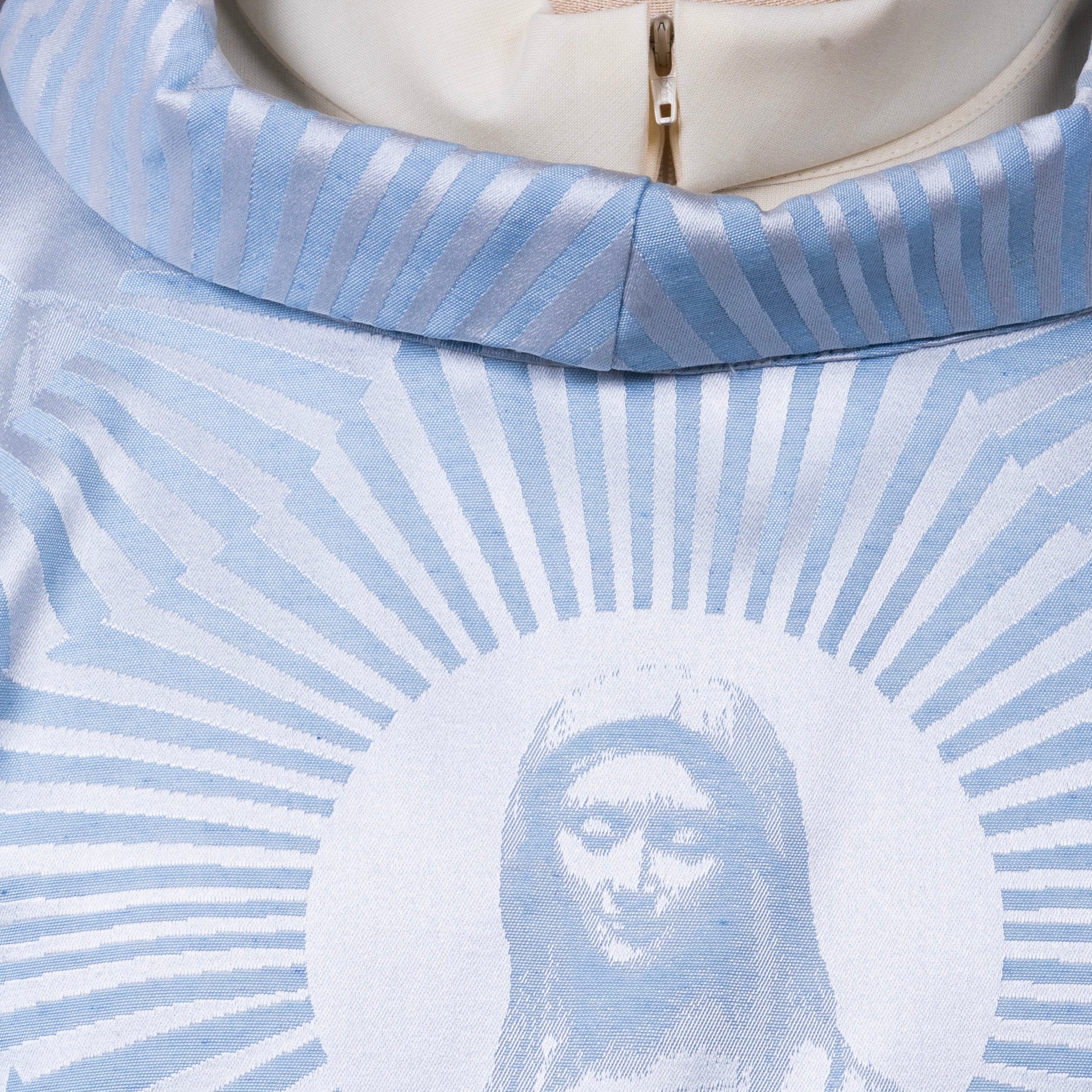 Casula Sacerdotale Mariana Motivi Rotondi e Lineari con Immagine Madonna