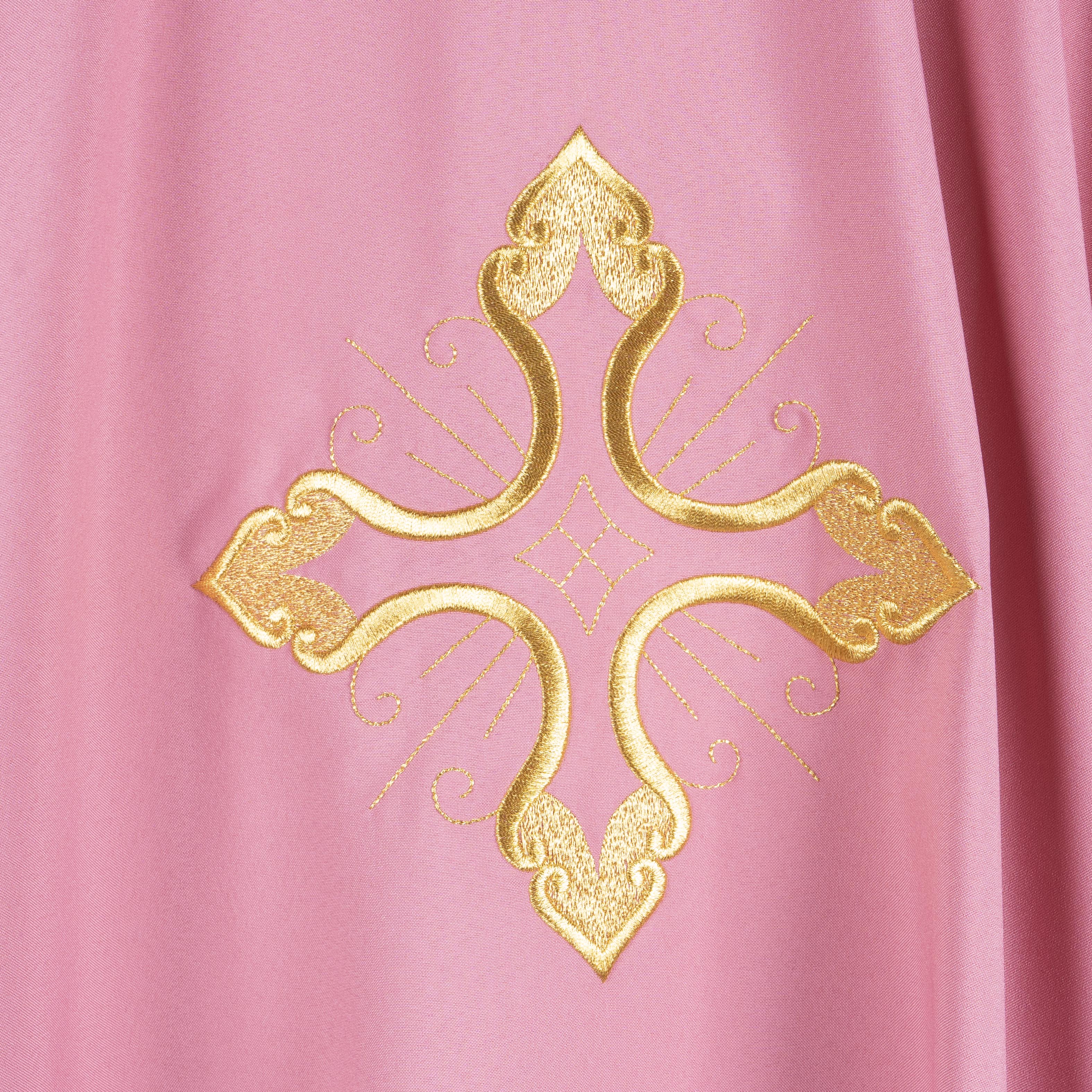 Casula Sacerdotale Ricamo Croce Oro Disponibile Colori Lit. + Rosa, Morello, Nero