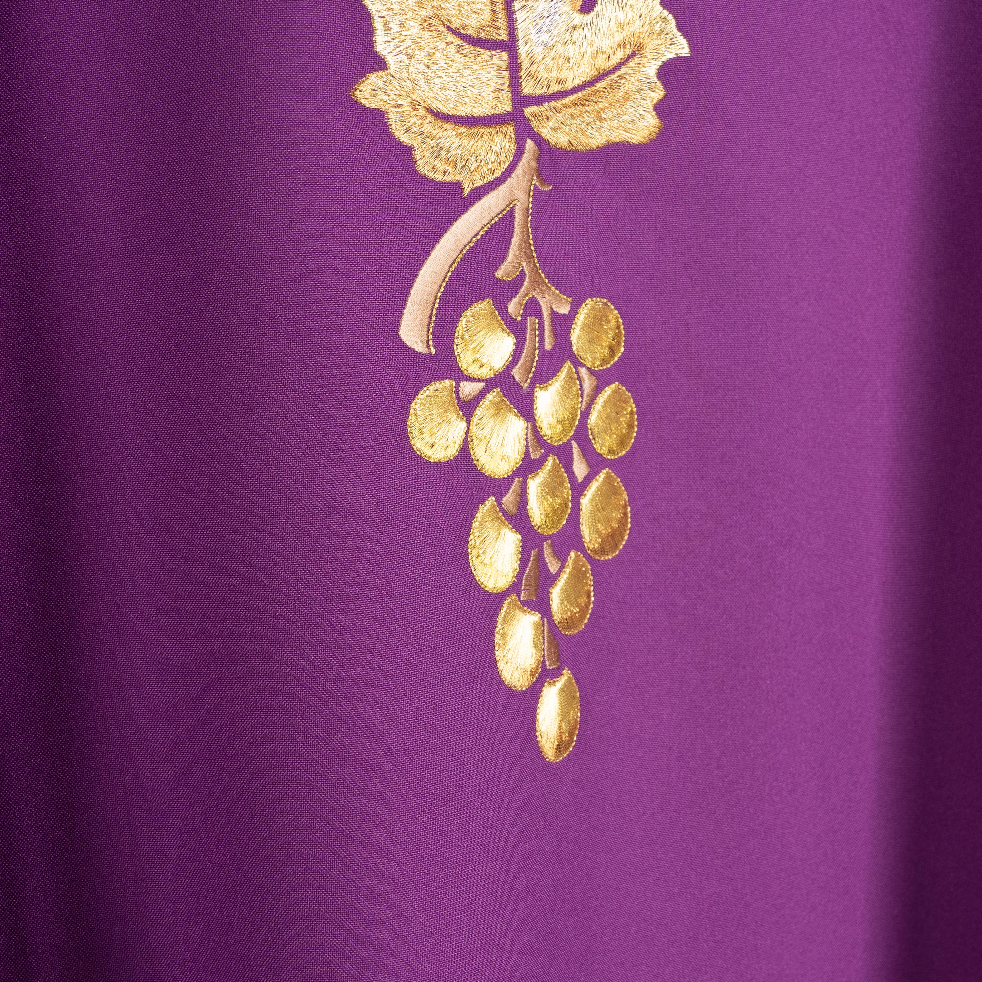Casula per Sacerdote con Ricamo Oro Spiga ed Uva (Disp. Colori Liturgici)
