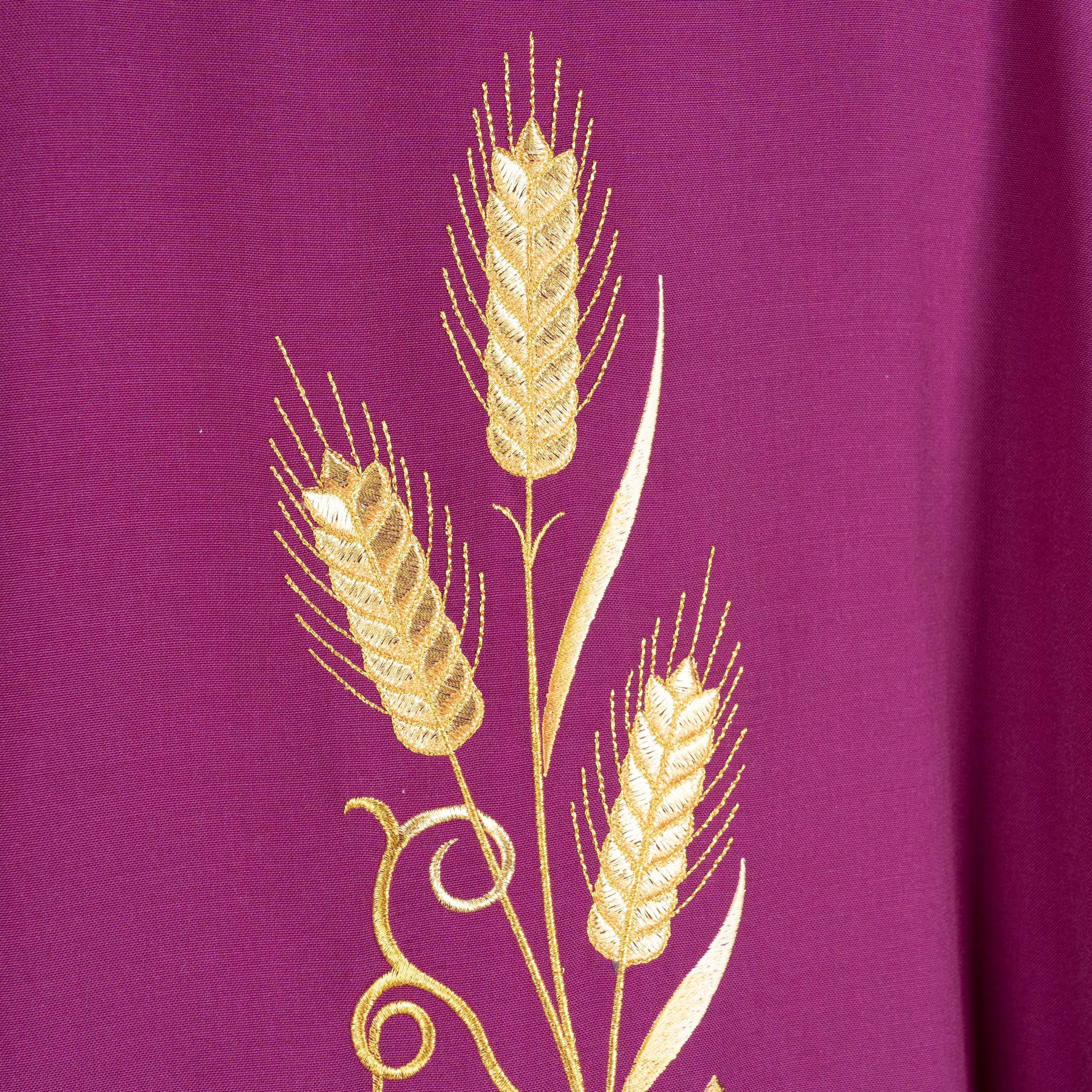 Casula Sacerdotale Spiga e Uva in Oro (Colori Liturgici, Morello e Rosa Disponibili)