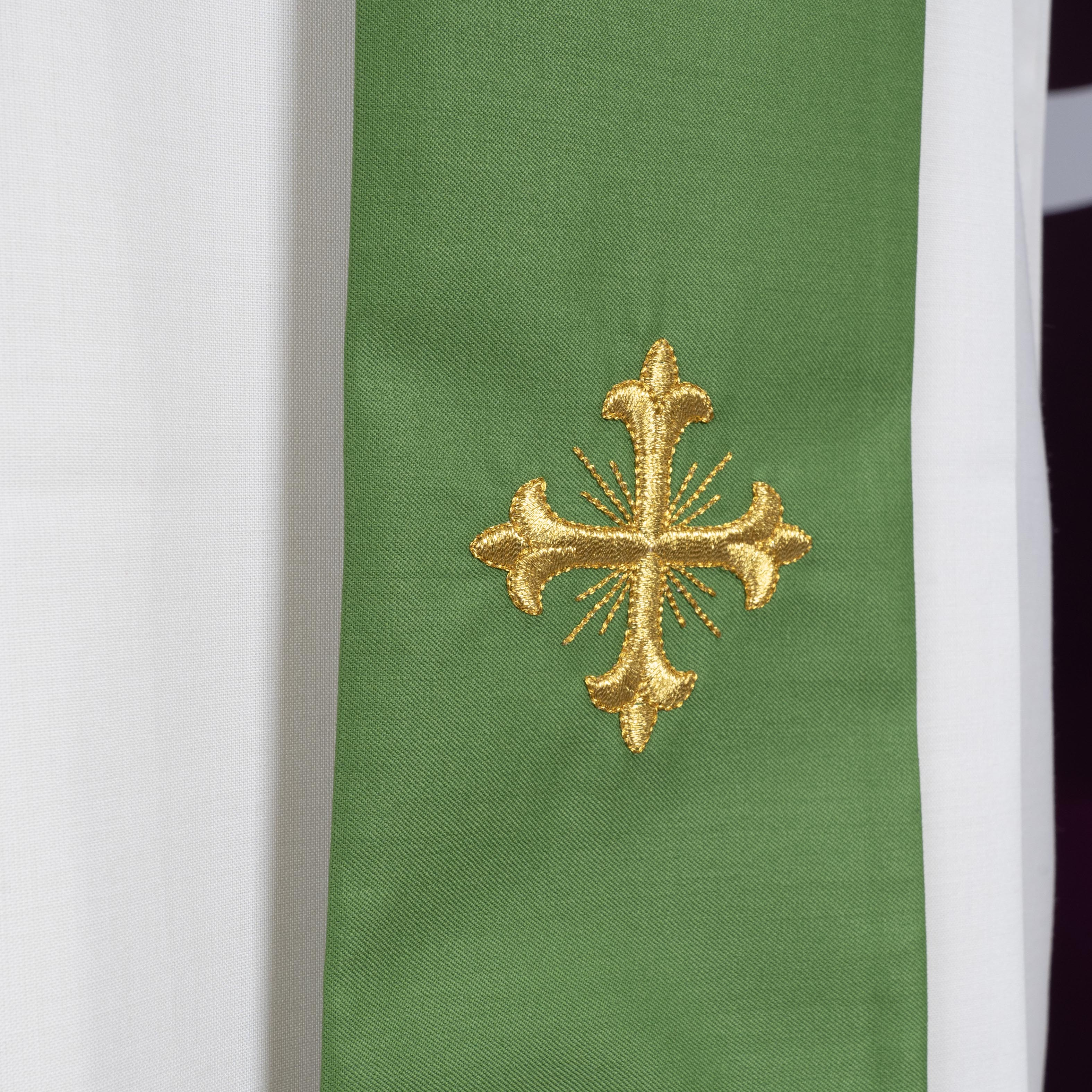 Casula in Sallia di Lana Pura con Stolone di Seta (Colori Liturgici)