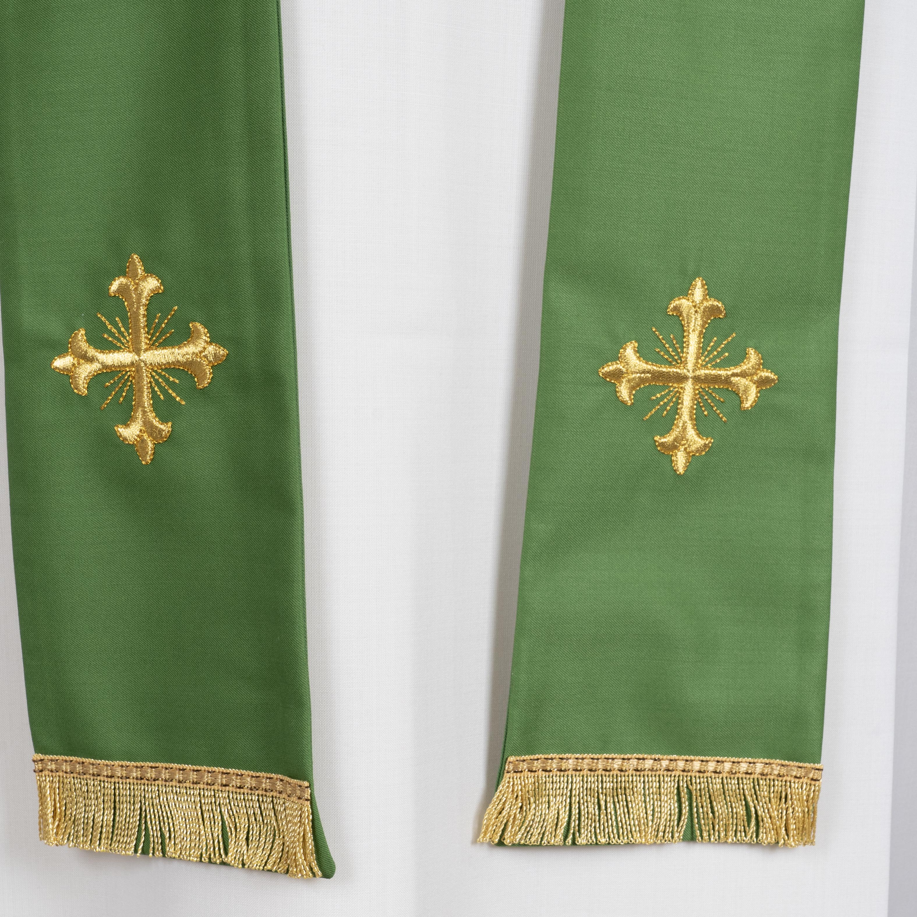 Casula in Sallia di Lana Pura con Stolone di Seta (Colori Liturgici)