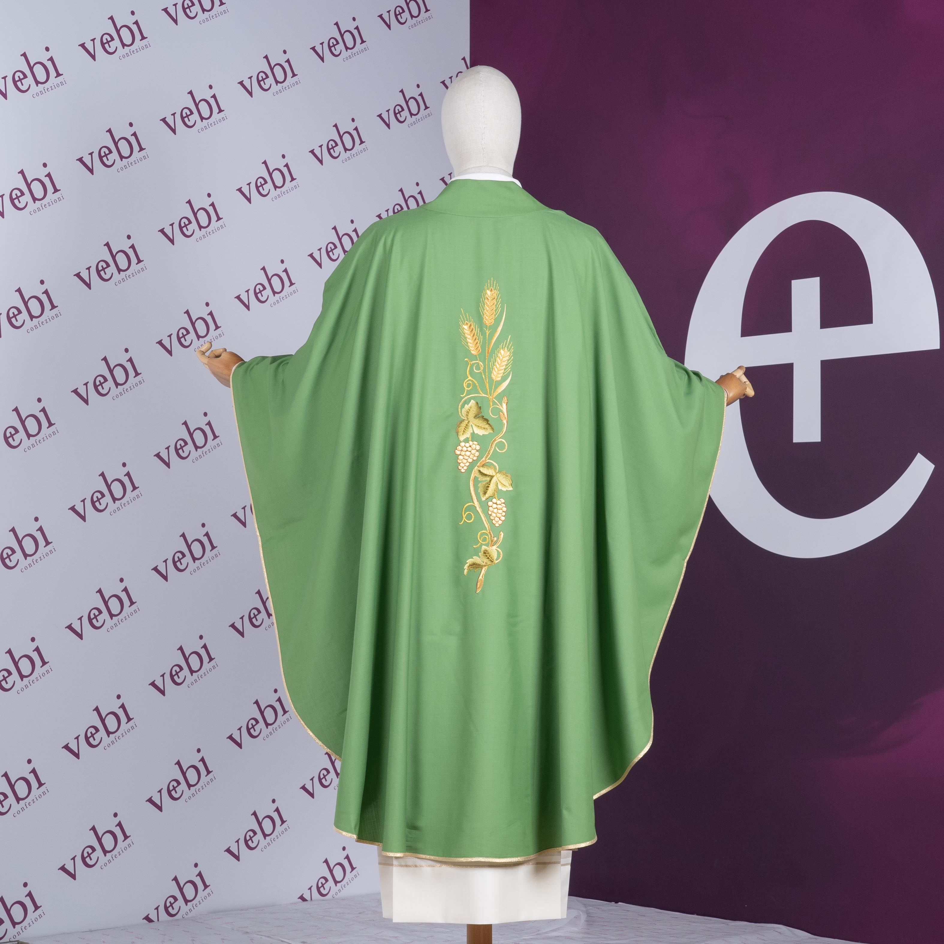 Casula Sacerdotale Spiga e Uva in Oro (Colori Liturgici, Morello e Rosa Disponibili)