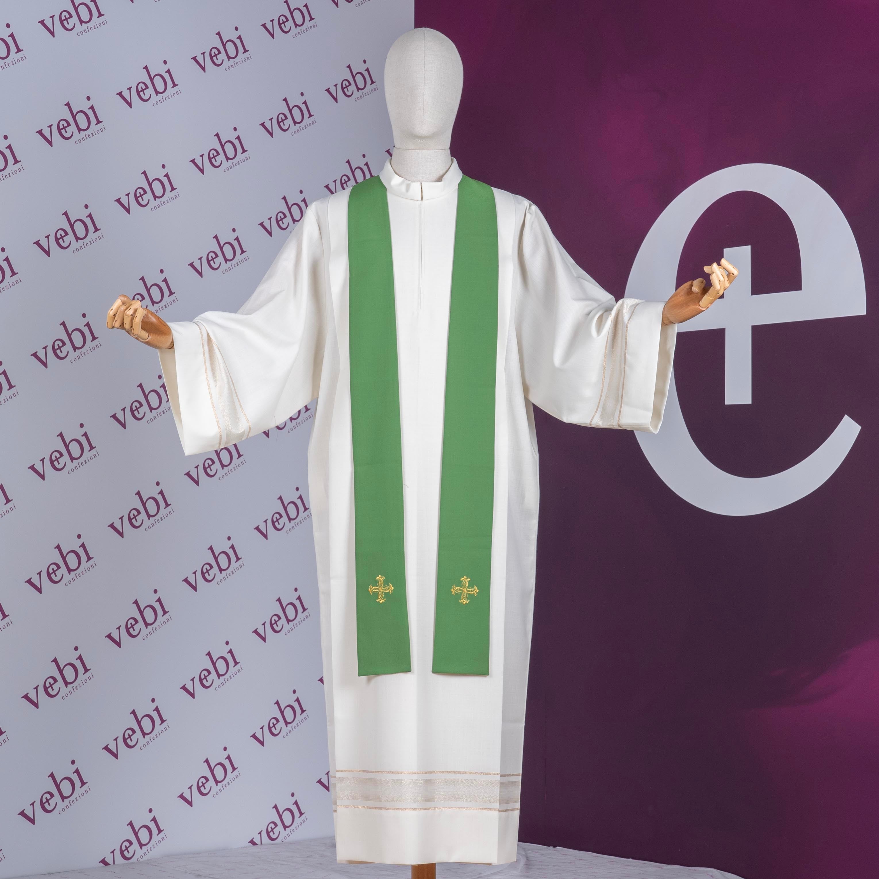 Casula Lana (o Misto) con Ricamo Oro Spiga, Alfa e Omega (Colori Liturgici Disponibili)