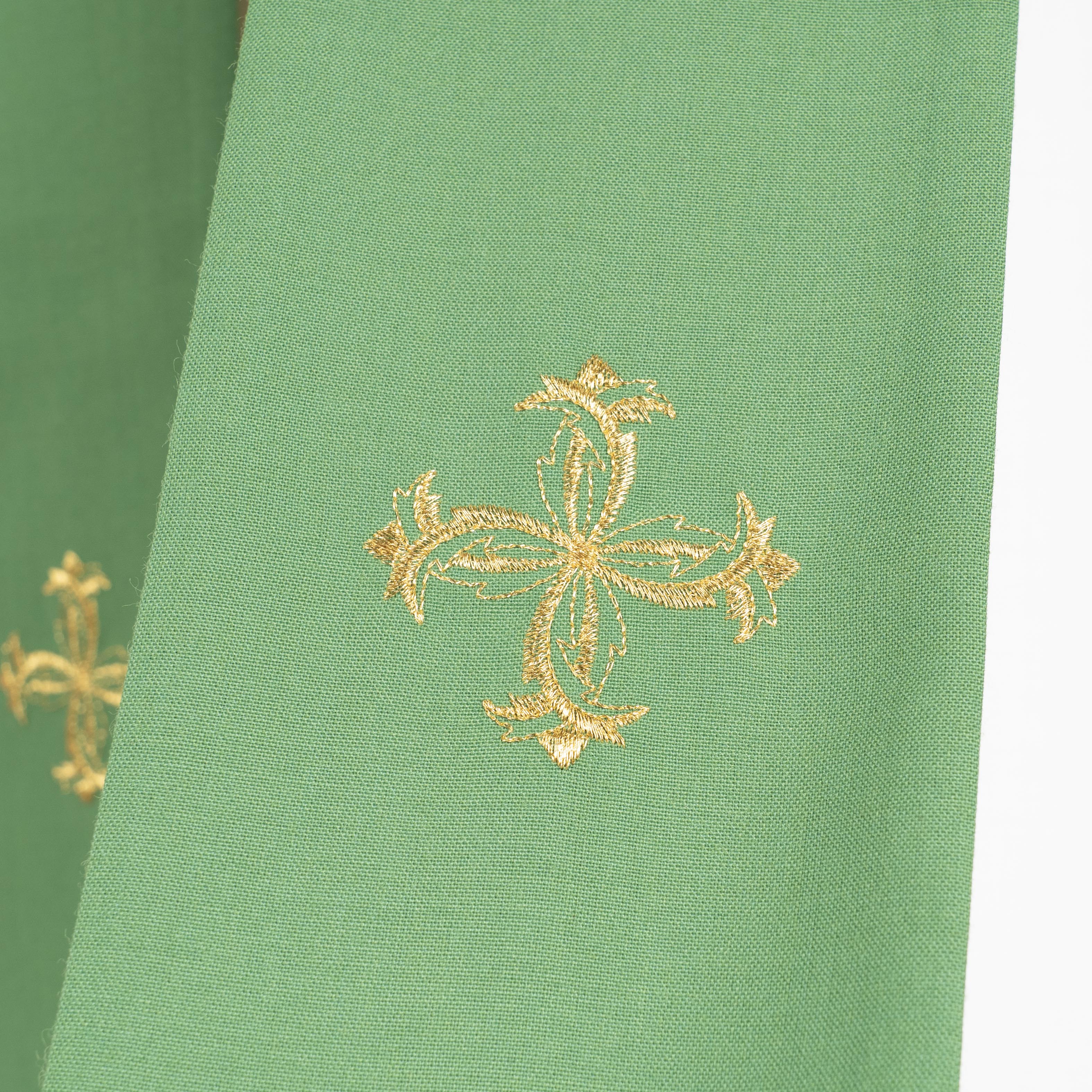 Casula Lana (o Misto) con Ricamo Oro Spiga, Alfa e Omega (Colori Liturgici Disponibili)