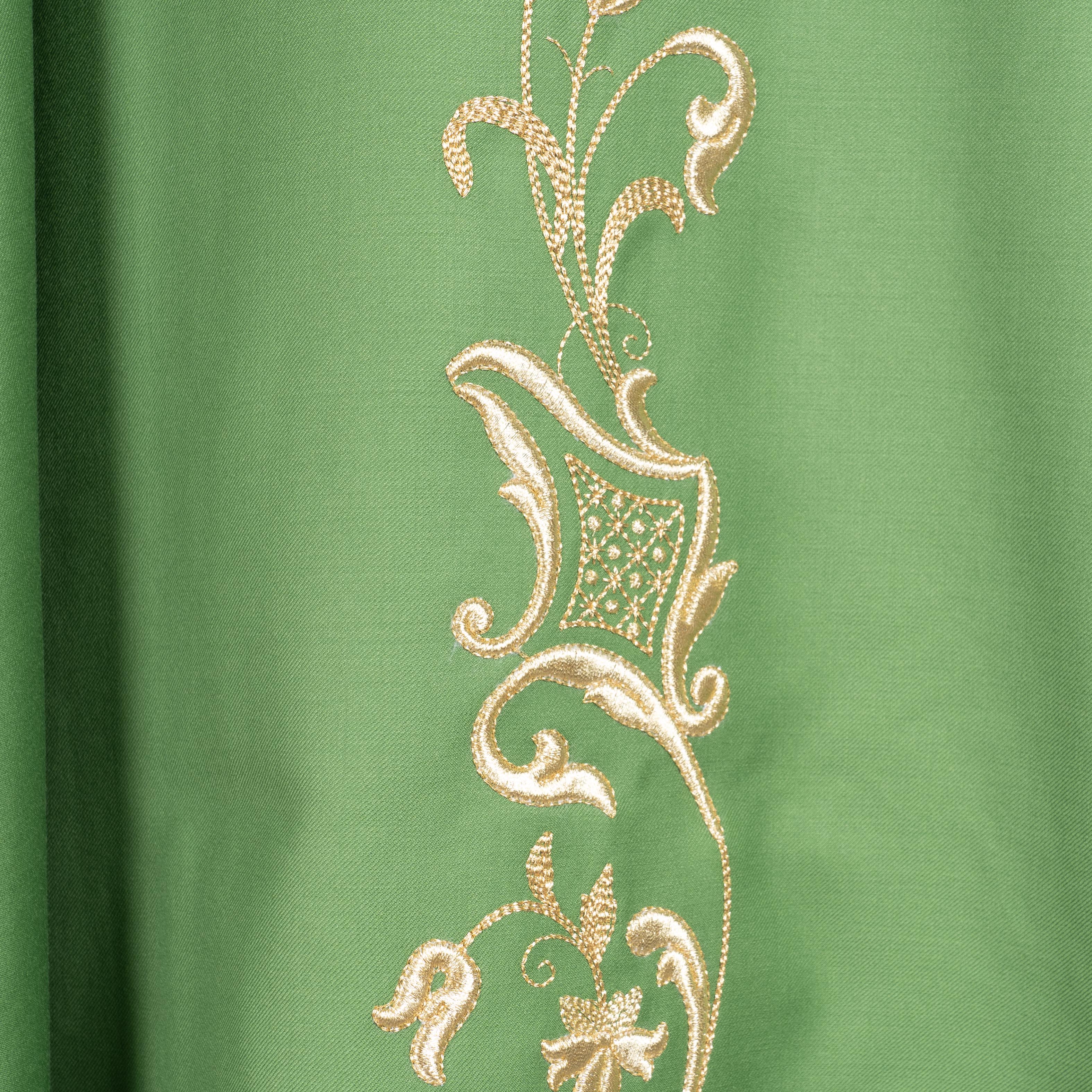 Casula Lana (o Misto) con Ricamo Oro Spiga, Alfa e Omega (Colori Liturgici Disponibili)