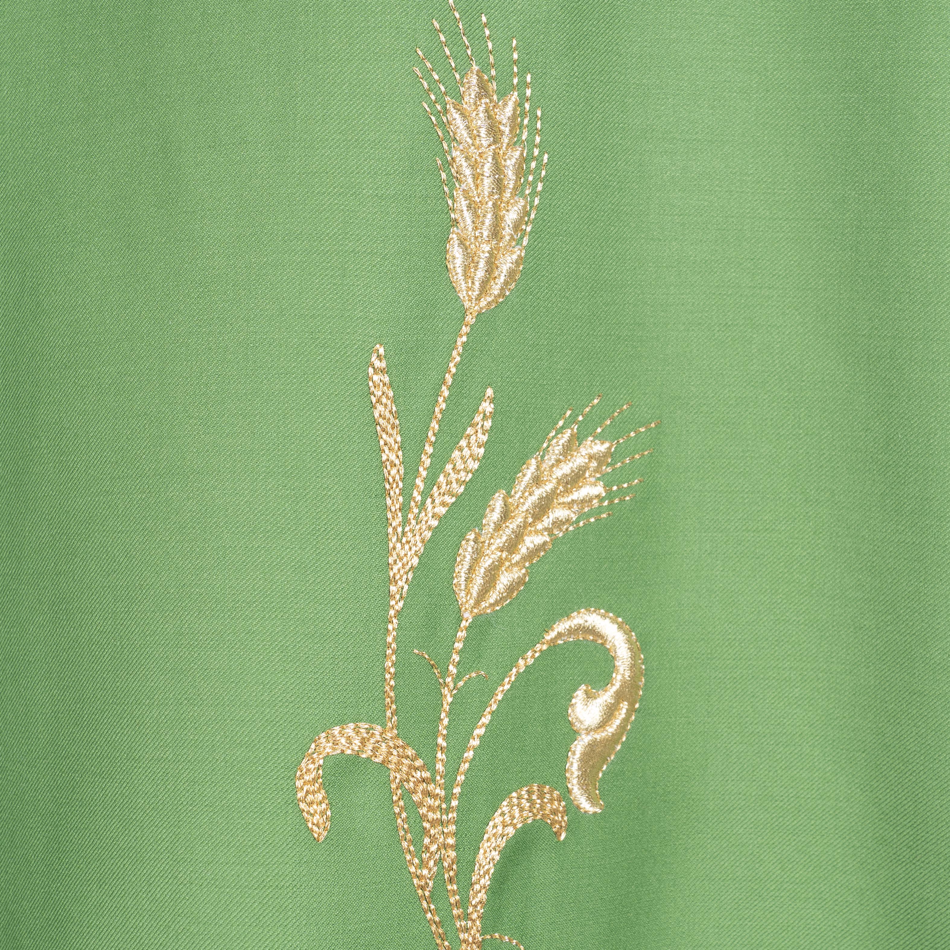Casula Lana (o Misto) con Ricamo Oro Spiga, Alfa e Omega (Colori Liturgici Disponibili)