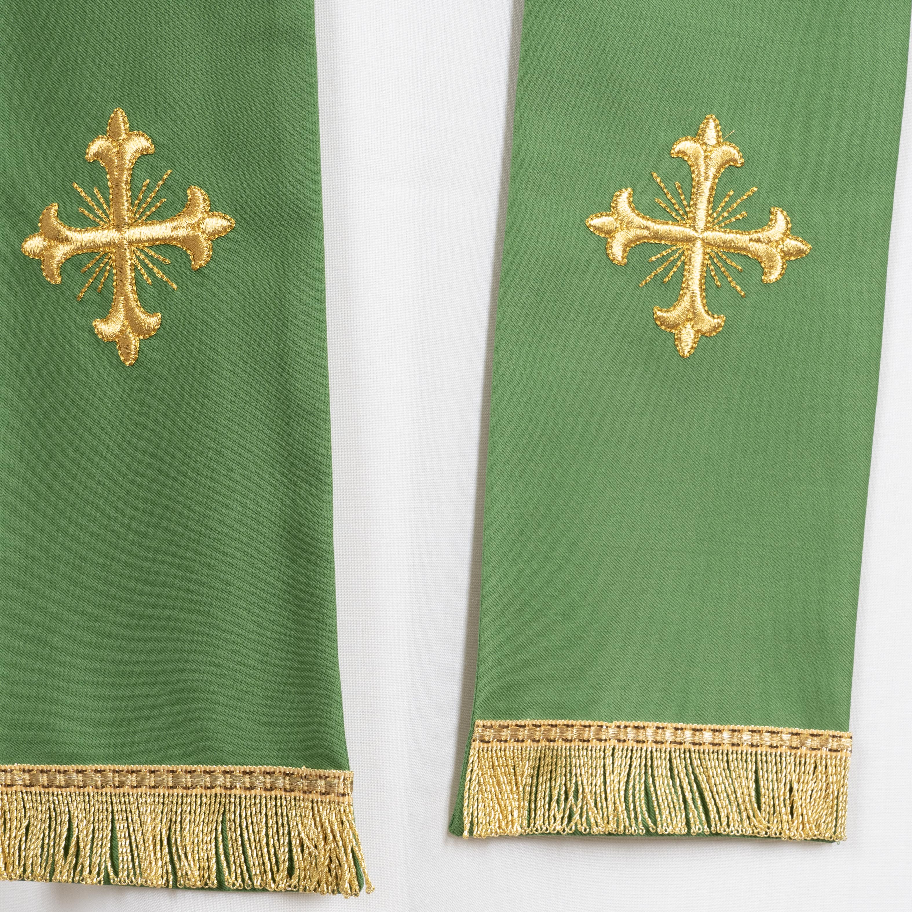 Casula da Sacerdote Lana con Stolone Ricamato Oro (Colori Liturgici Disponibili)