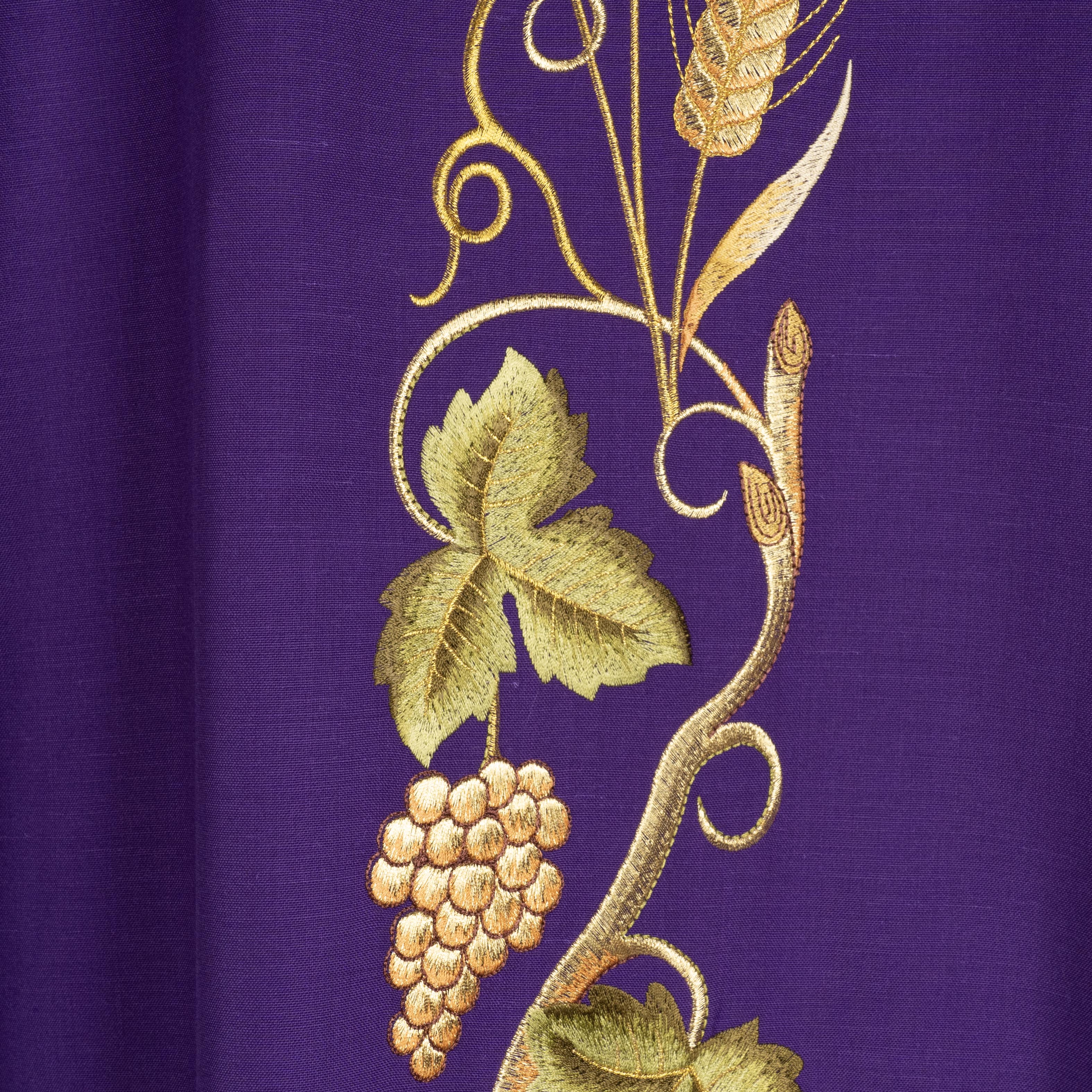 Casula Sacerdotale Spiga e Uva in Oro (Colori Liturgici, Morello e Rosa Disponibili)