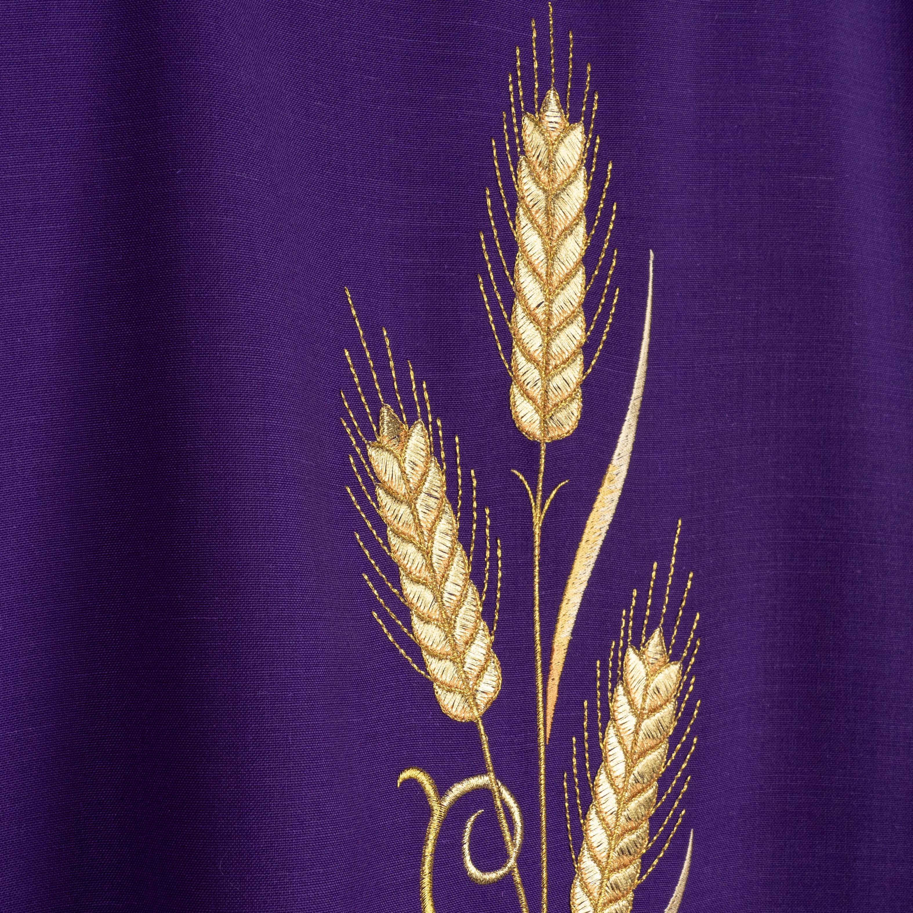 Casula Sacerdotale Spiga e Uva in Oro (Colori Liturgici, Morello e Rosa Disponibili)
