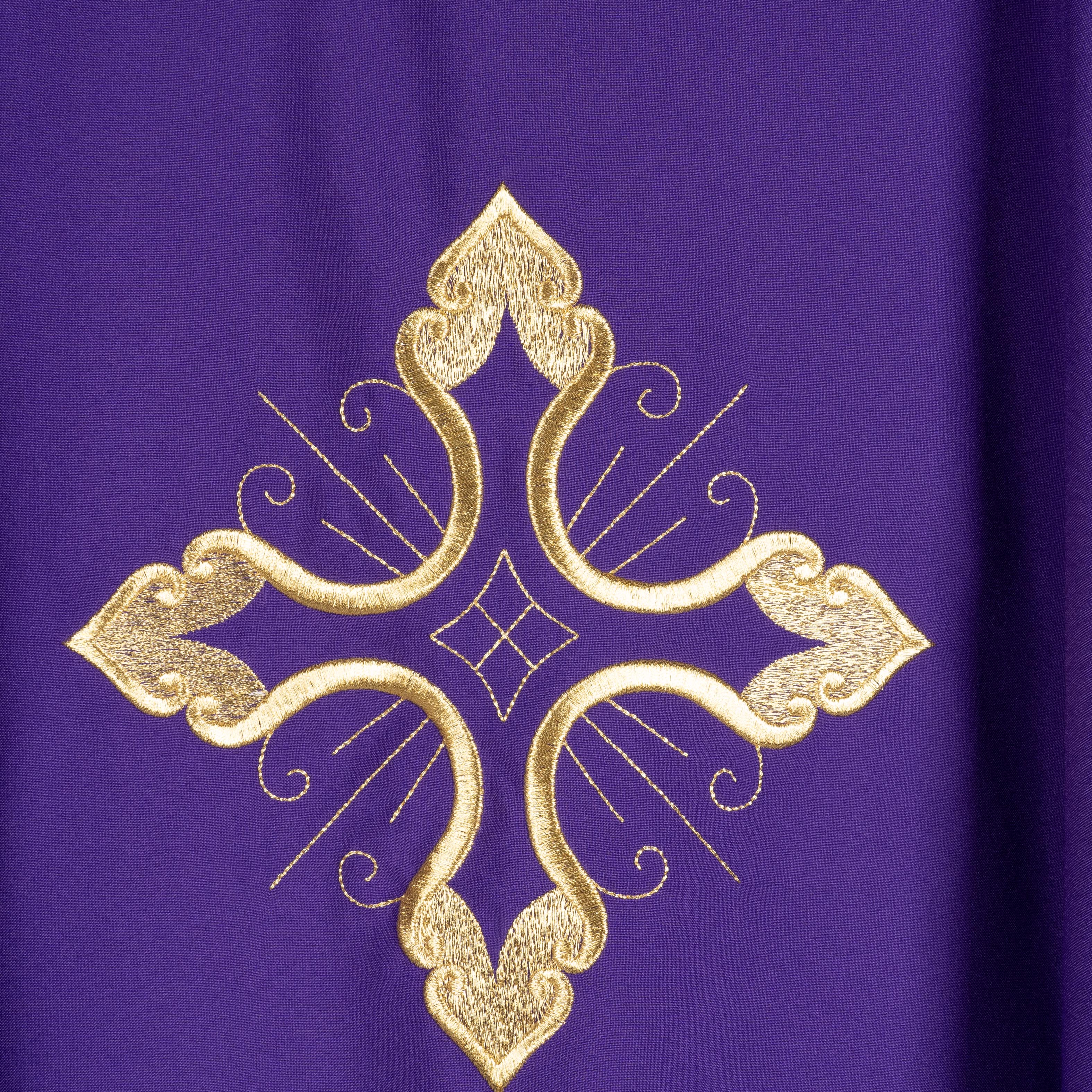 Casula Sacerdotale Ricamo Croce Oro Disponibile Colori Lit. + Rosa, Morello, Nero