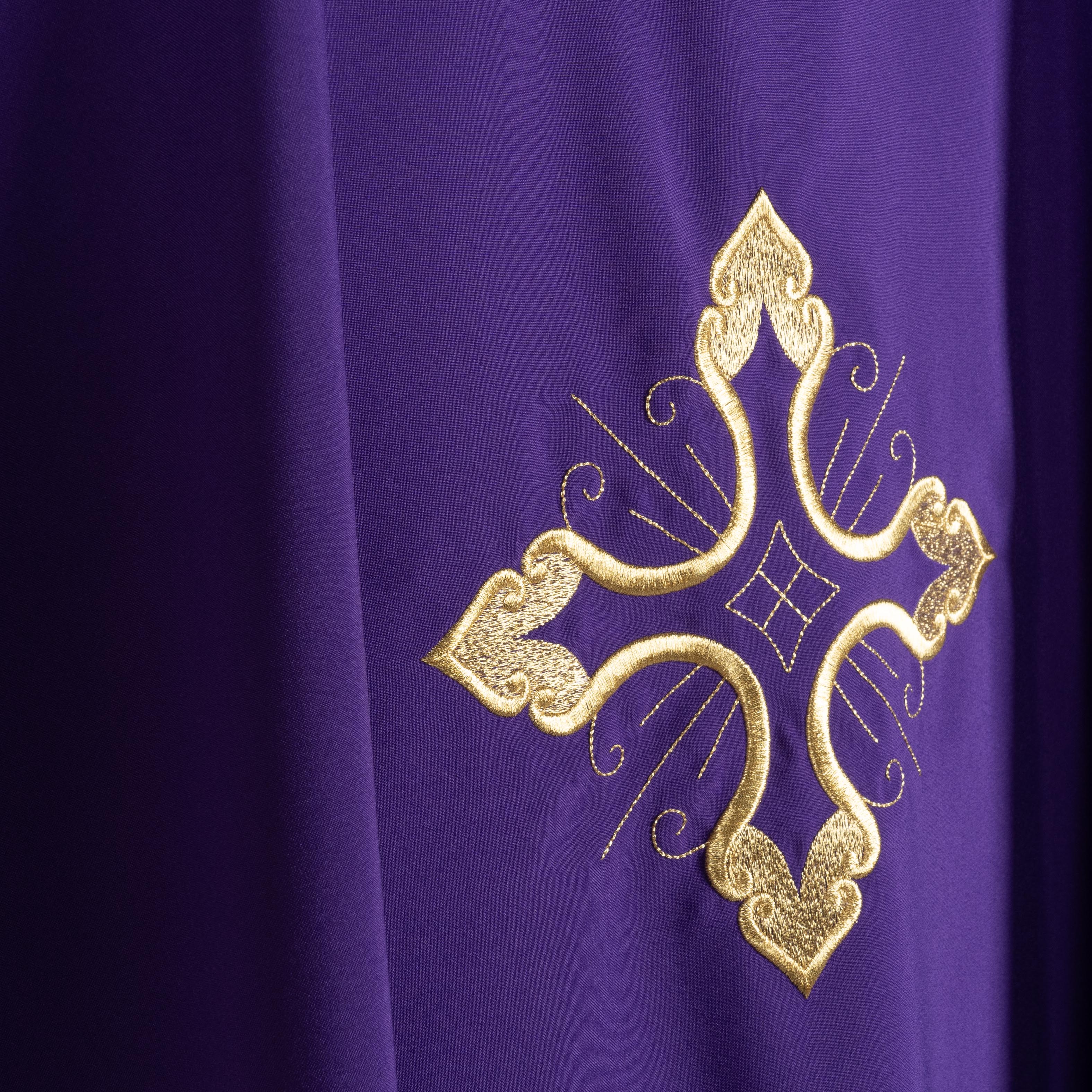 Casula Sacerdotale Ricamo Croce Oro Disponibile Colori Lit. + Rosa, Morello, Nero