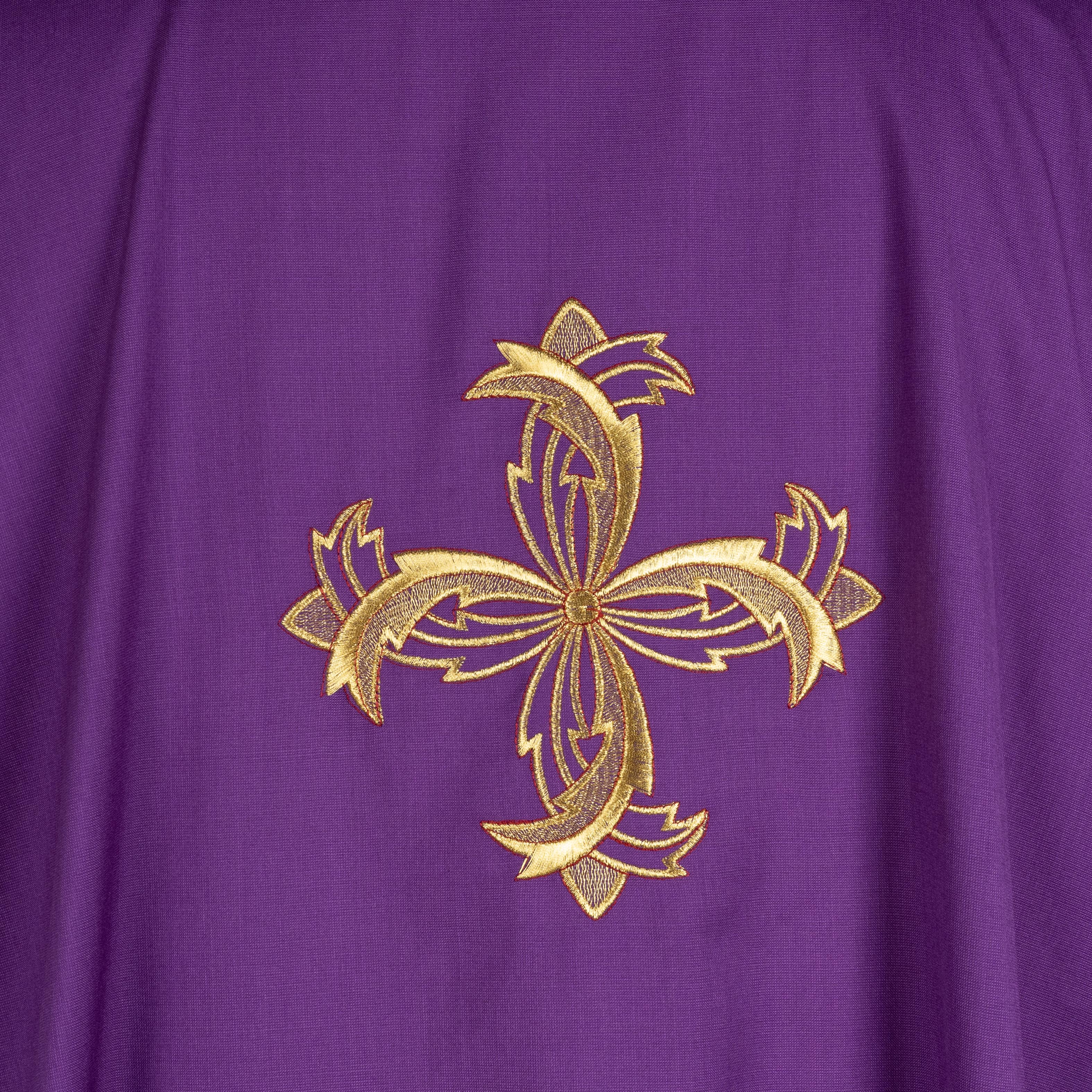 Casula con Ricamo Croce in Oro (Colori Liturgici, Morello e Rosa Disponibili)