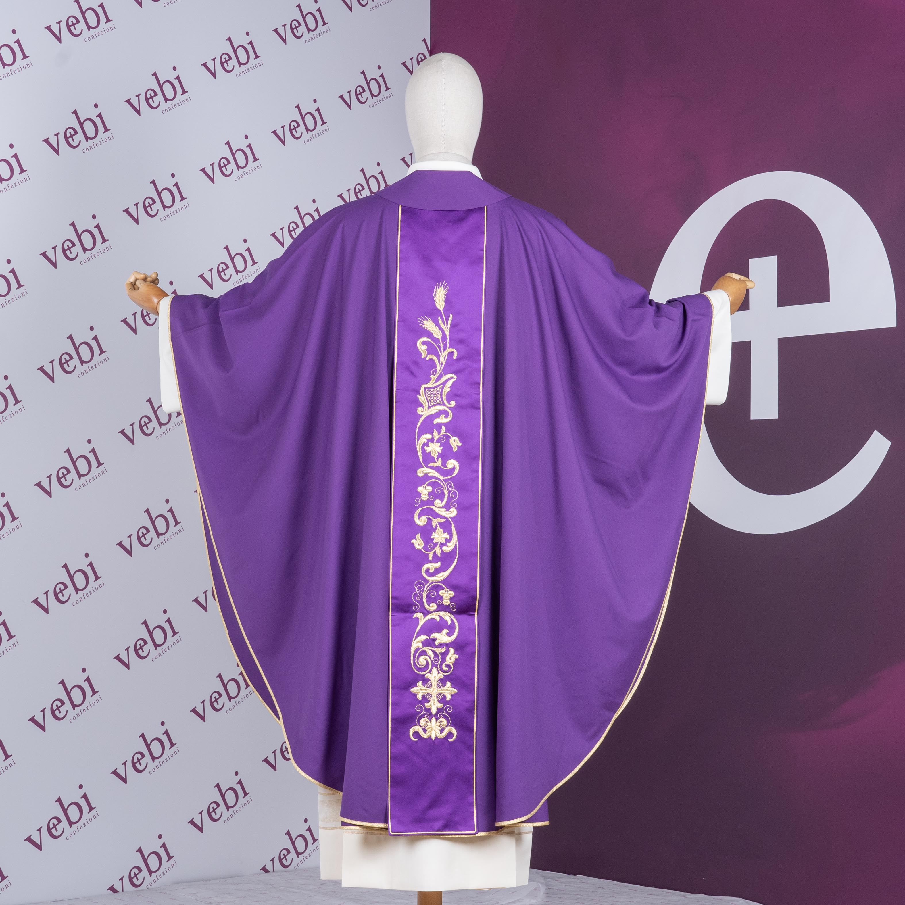 Casula in Sallia di Lana Pura con Stolone di Seta (Colori Liturgici)