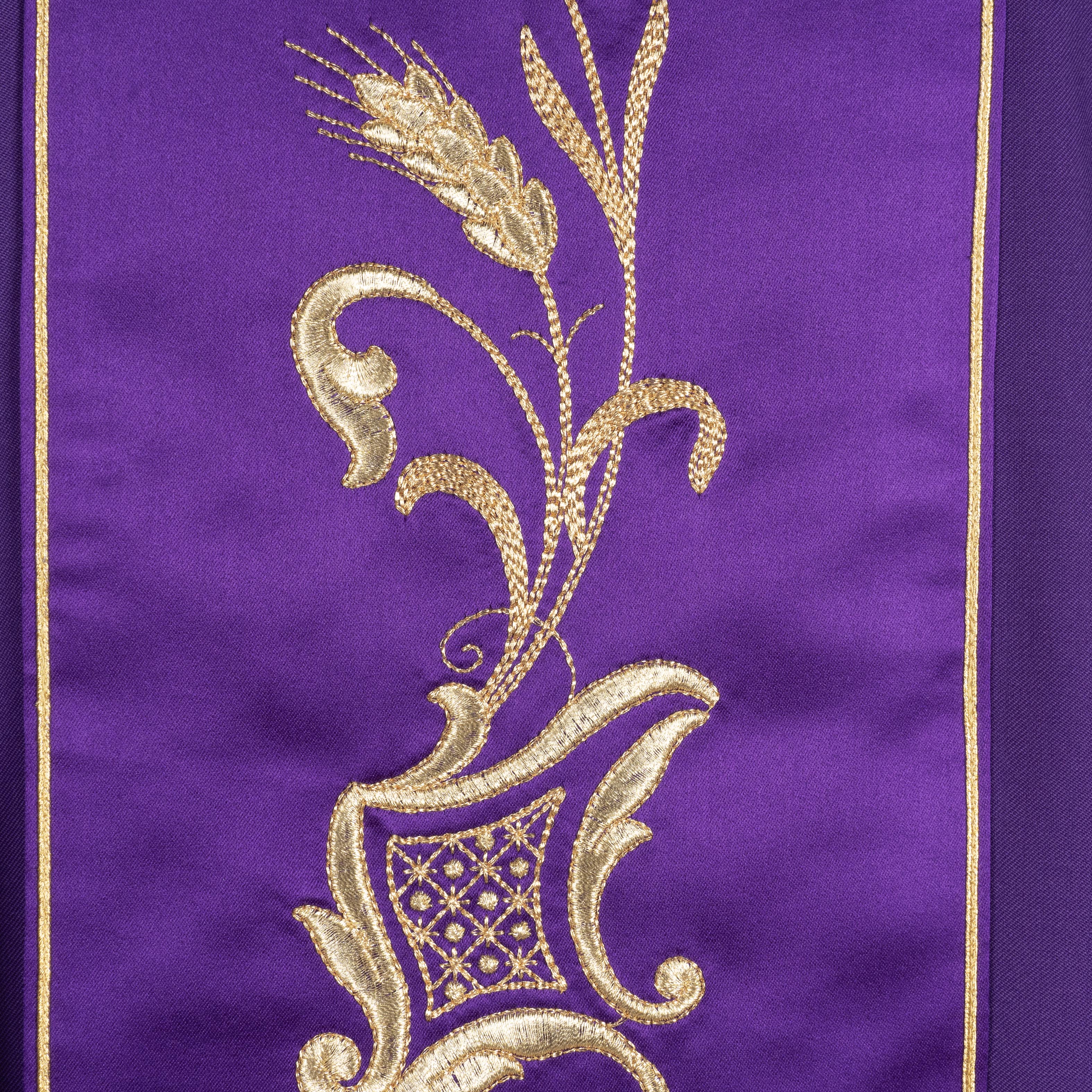 Casula in Sallia di Lana Pura con Stolone di Seta (Colori Liturgici)