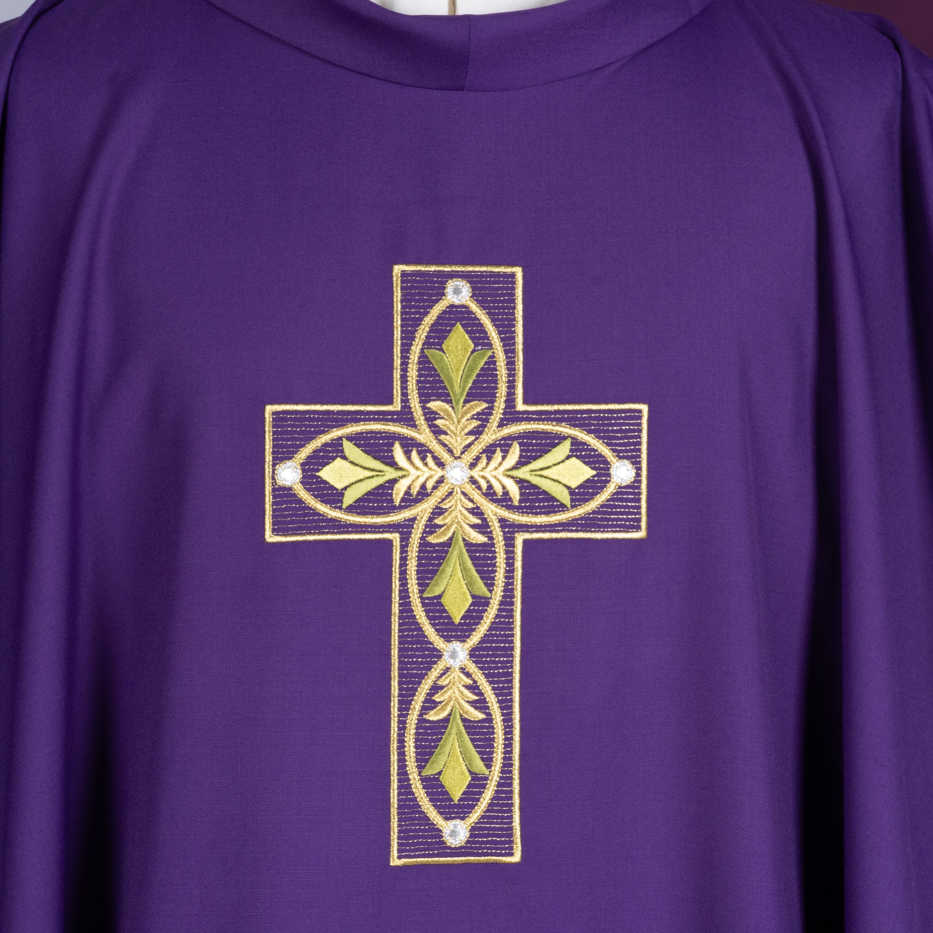 Casula con Ricamo Croce (Colori Liturgici e Morello Disponibili)
