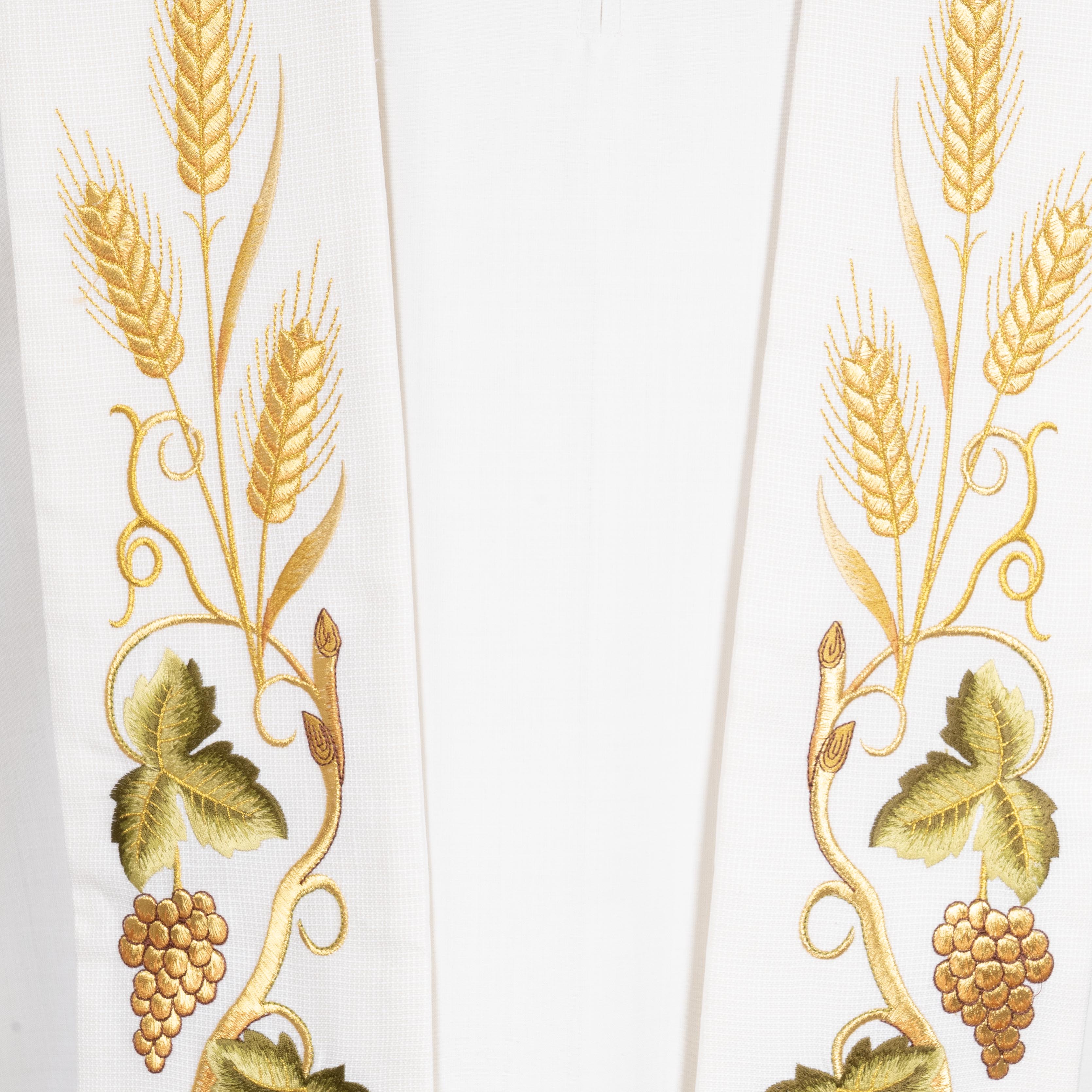 Stola in Lana Quadrettata con Ricami Grano Uva (Colori Liturgici Disponibili)