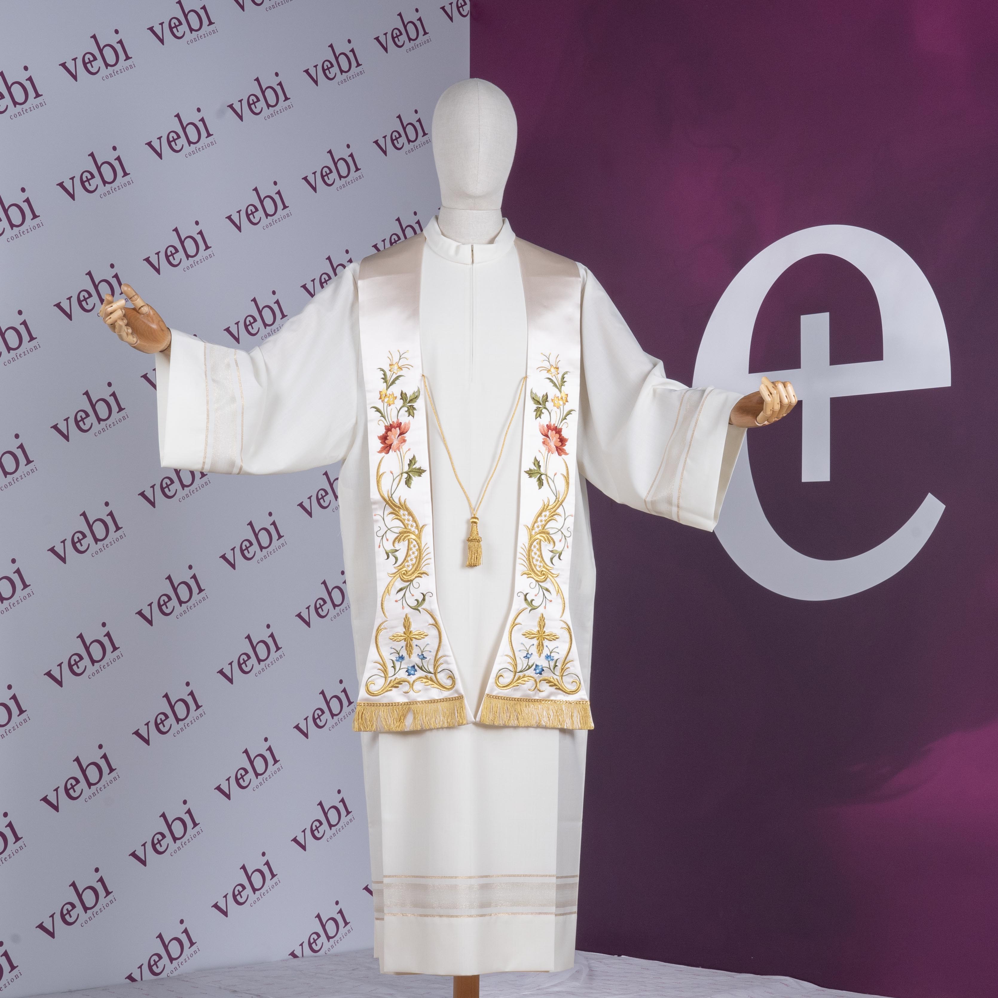 Stola Romana per Sacerdote in Raso con Ricami 4 varianti Colore