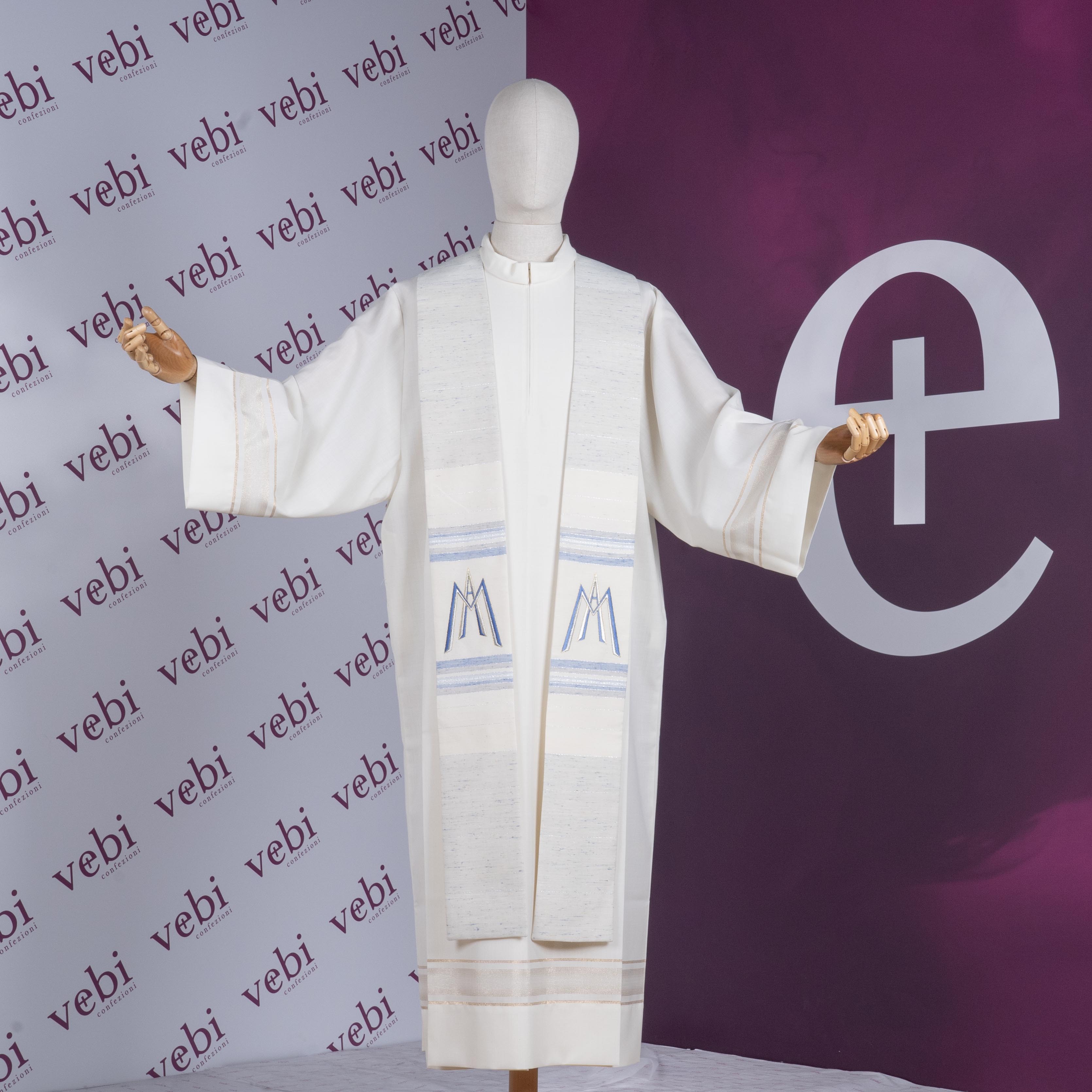 Stola per Sacerdote Lana/Seta con Monogramma Mariano