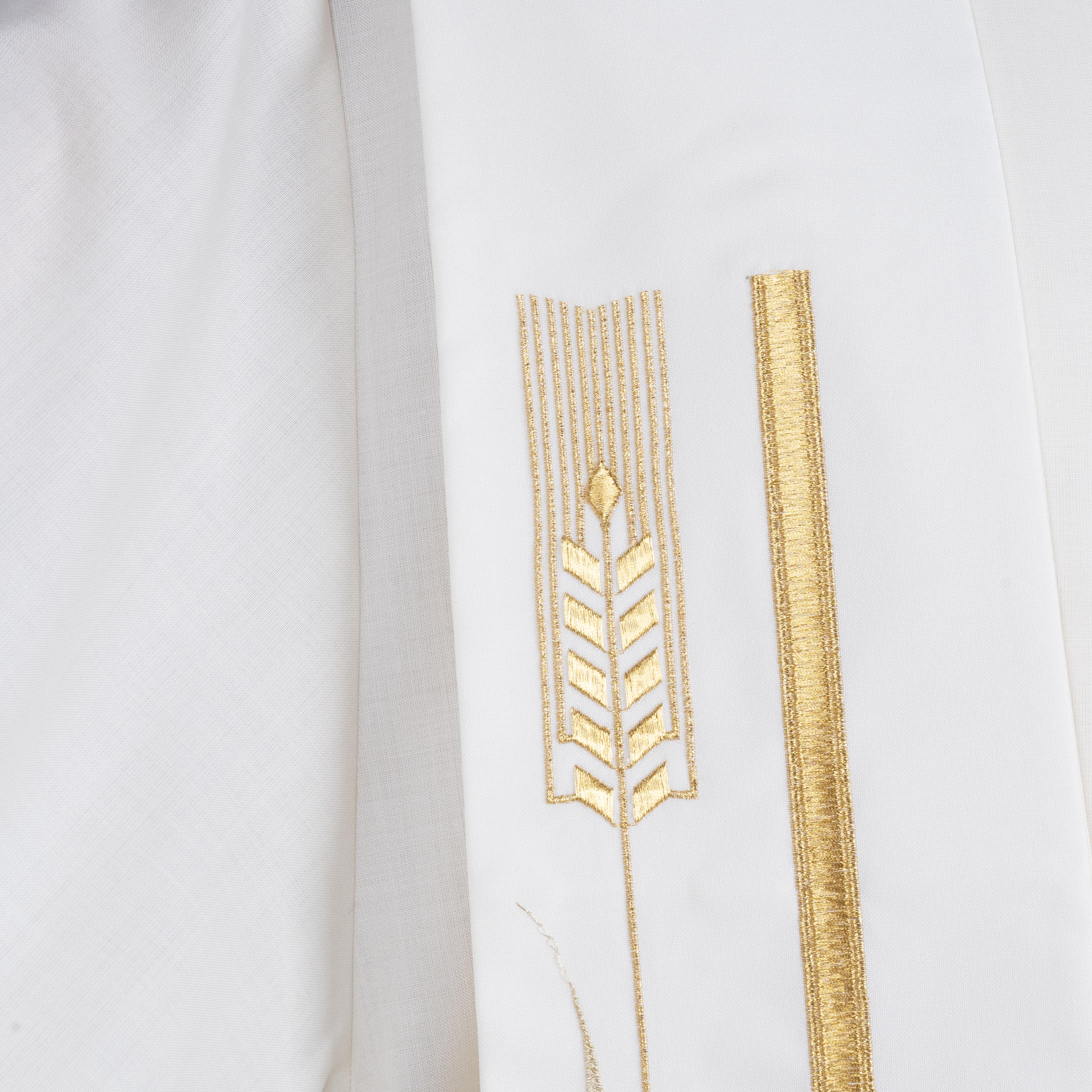 Stola per Sacerdote con Ricamo Croce, Spighe ed Uva Oro (Colori Liturgici Disponibili)