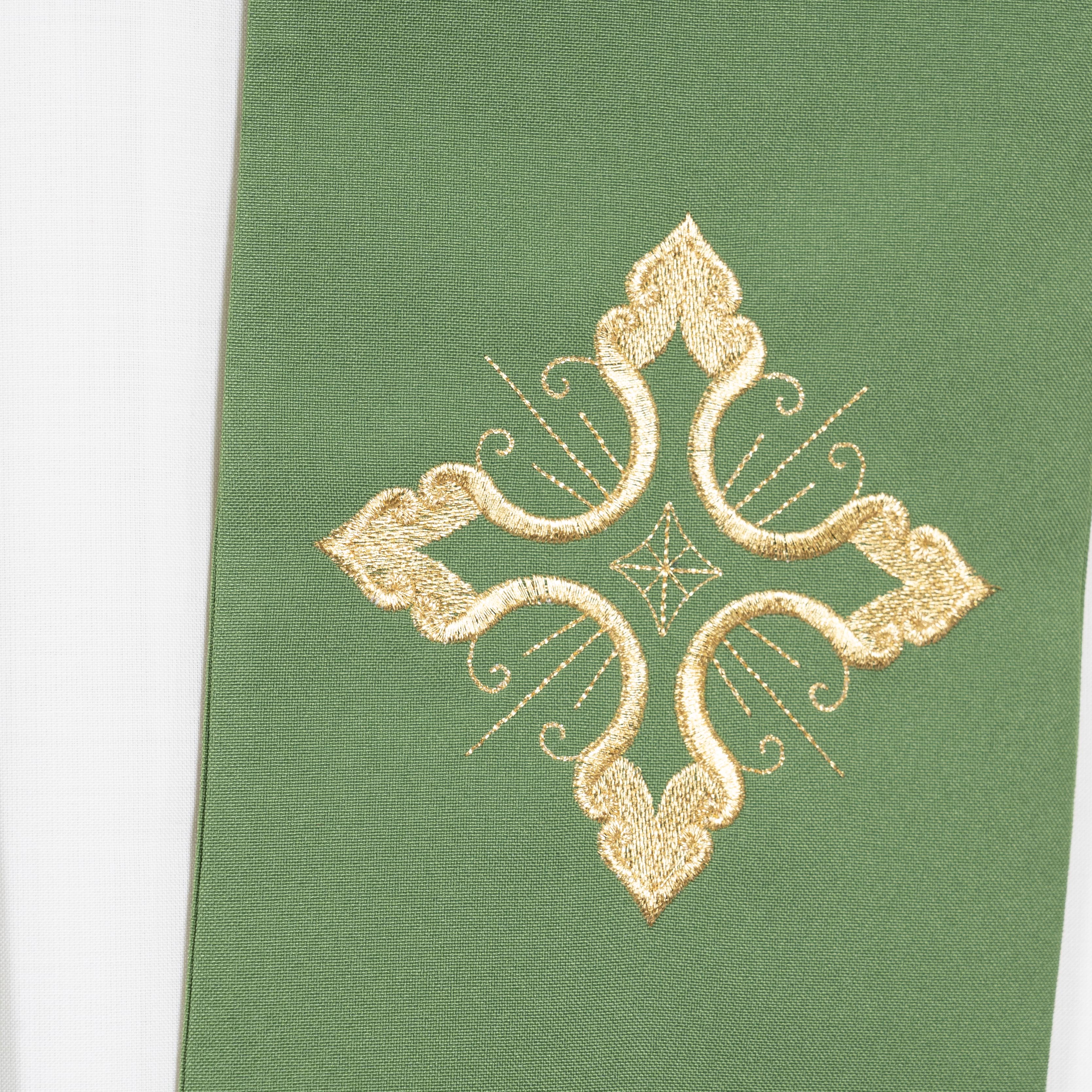 Stola per Sacerdote Ricamo Croce Rifinitura Oro (Colori Liturgici Disponibili)
