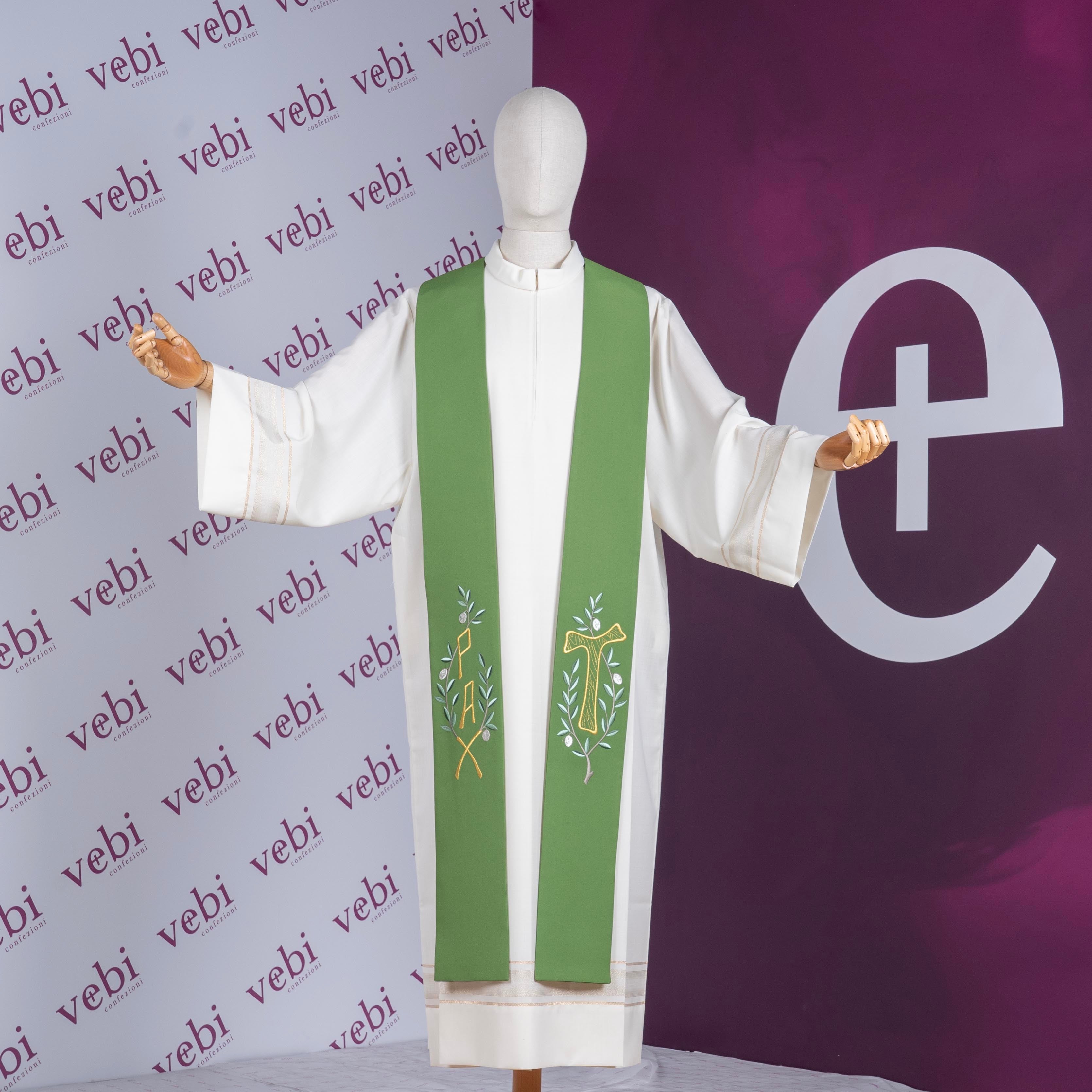 Stola Sacerdotale con Ricamo Colorato Simboli Sacri (Colori Liturgici Disponibili)