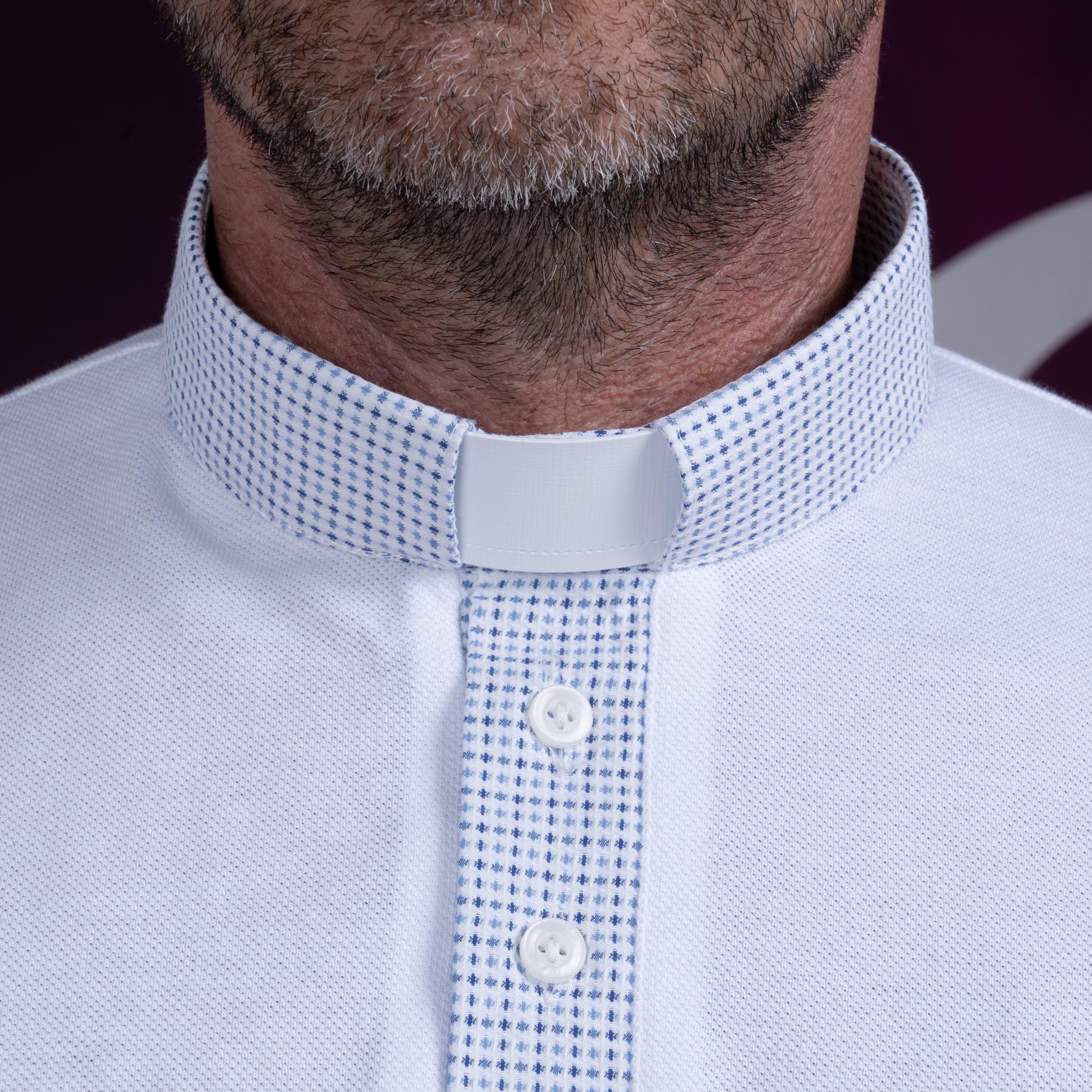 Polo da Prete Collo Clergy in 100% Cotone Leggero, Manica e Collo in Piquet