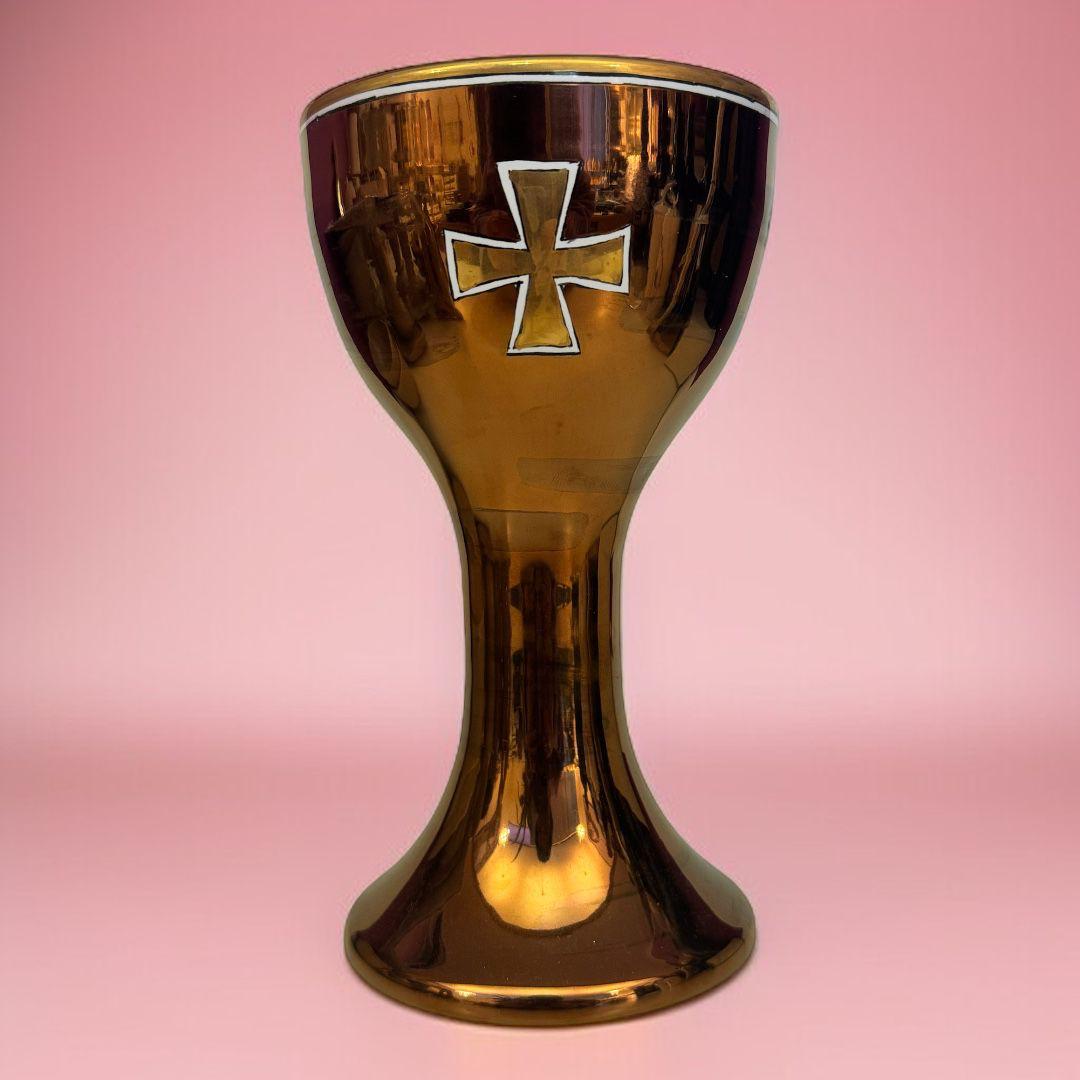Calice in Ceramica Dipinto a Mano in Bronzo Metalizzato