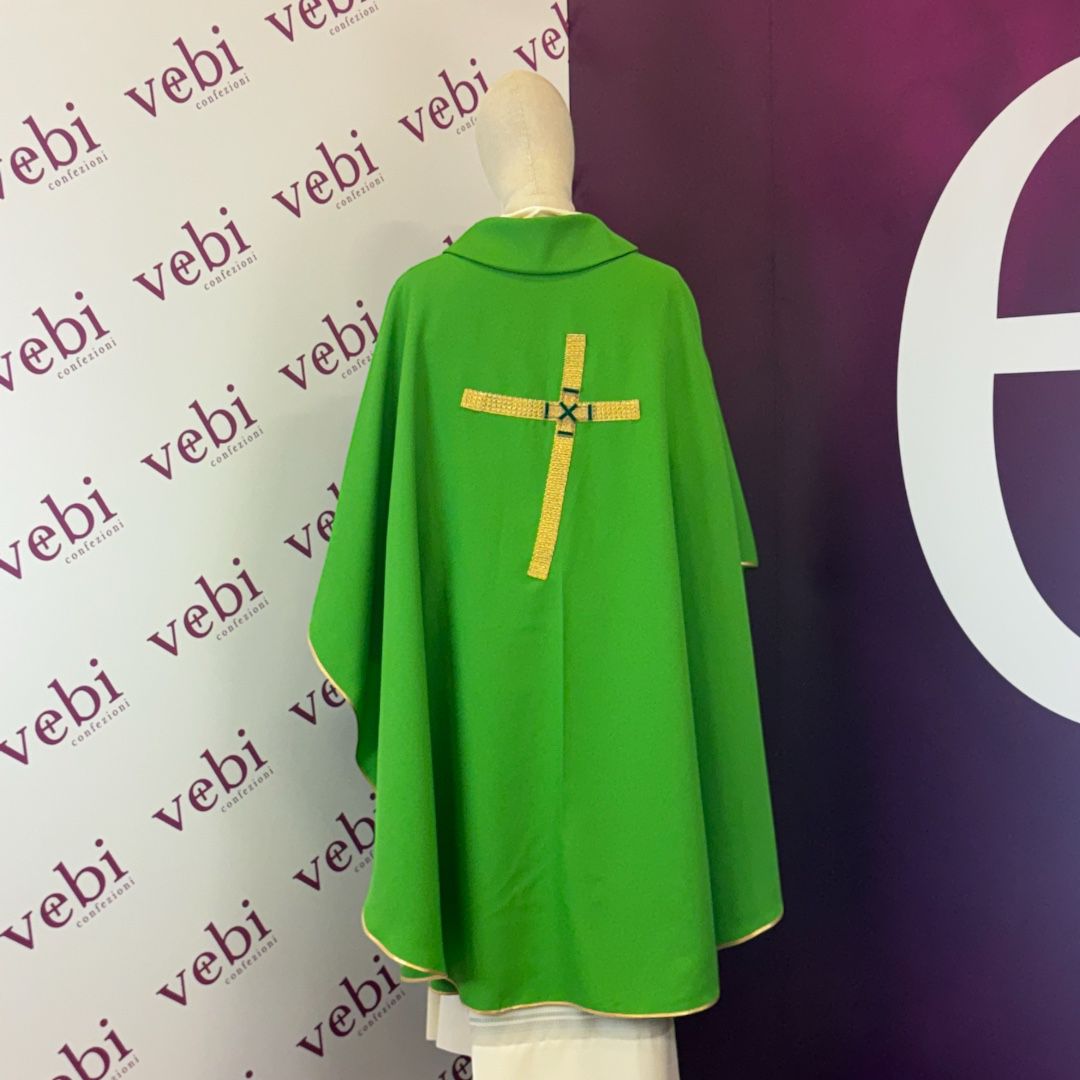 Casula Croce Obliqua in Passamaneria Oro Francese (Colori Liturgici Disponibili)