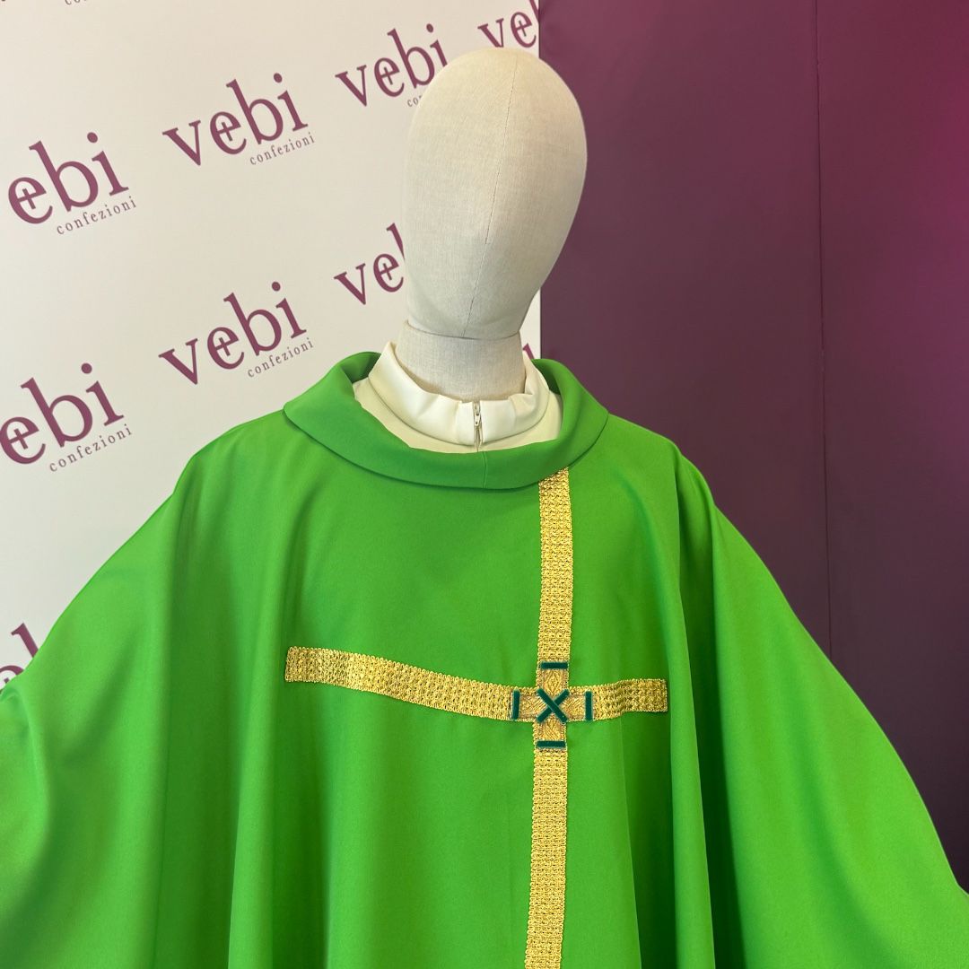 Casula Croce Obliqua in Passamaneria Oro Francese (Colori Liturgici Disponibili)