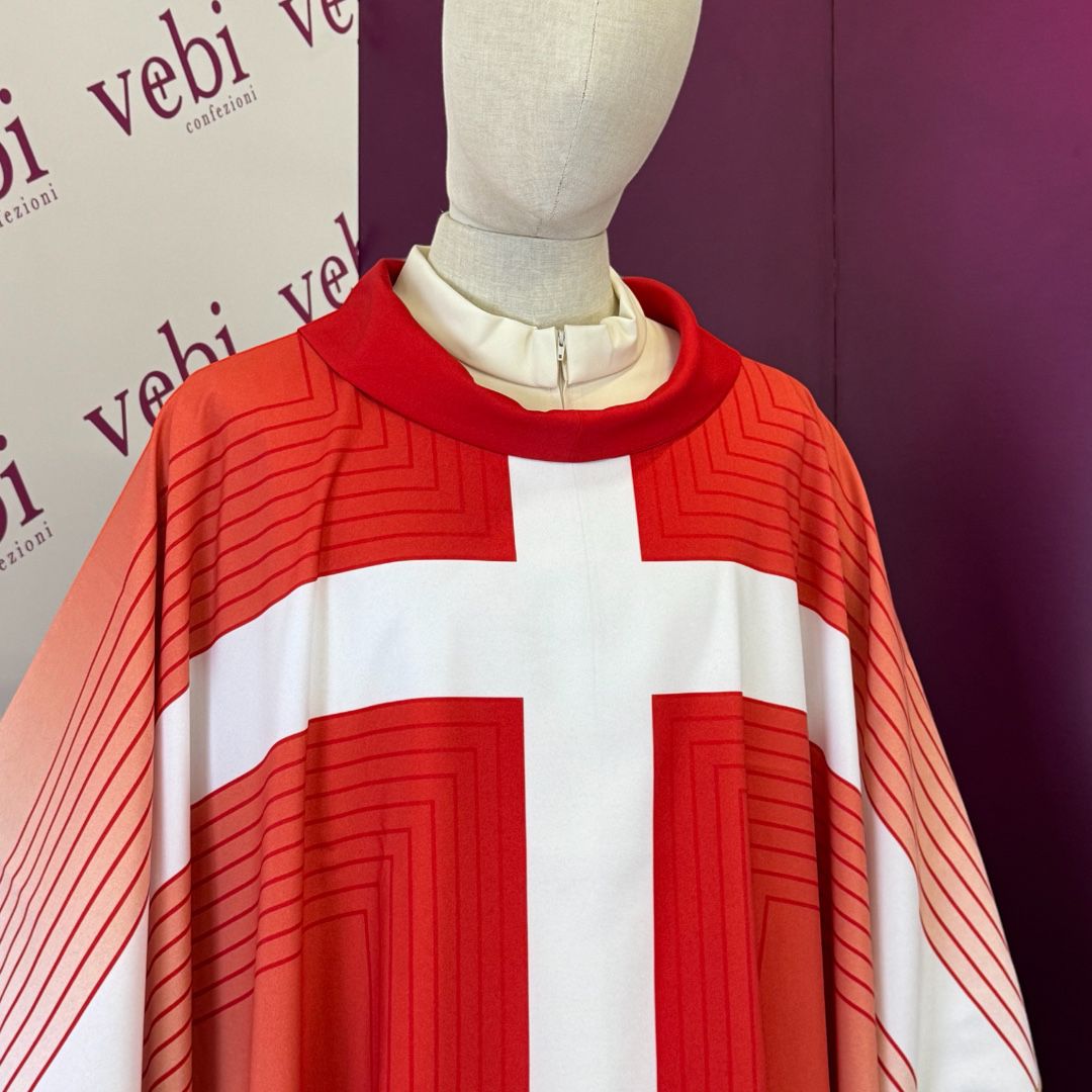 Casula Super Leggera con Stampa Croce a Raggi (Colori Liturgici Disponibili)