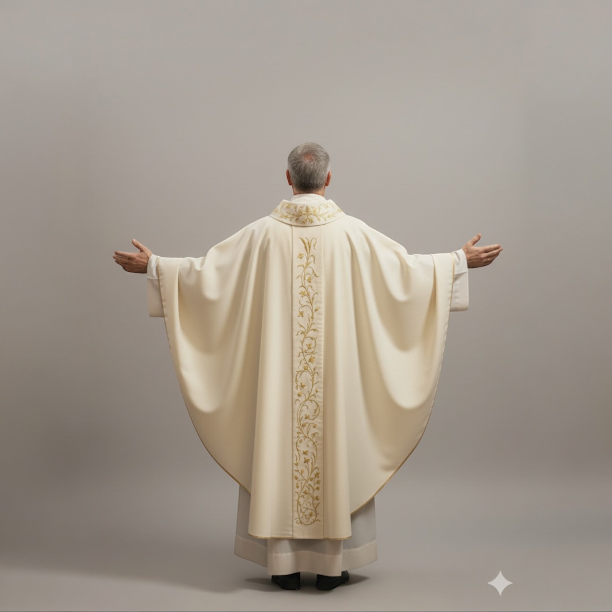 Casula Solenne Marini Ricamo Floreale Oro (Disp. 4 Colori Liturgici e Mariana)