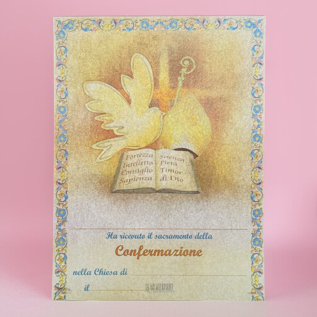 Pergamena che Attesta di Aver Ricevuto il Sacramento della Confermazione