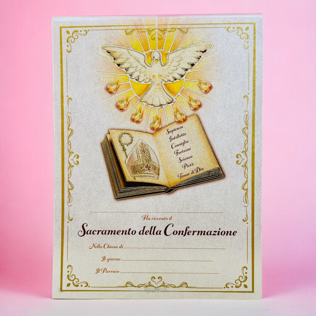 Pergamena che Attesta di Aver Ricevuto il Sacramento della Confermazione