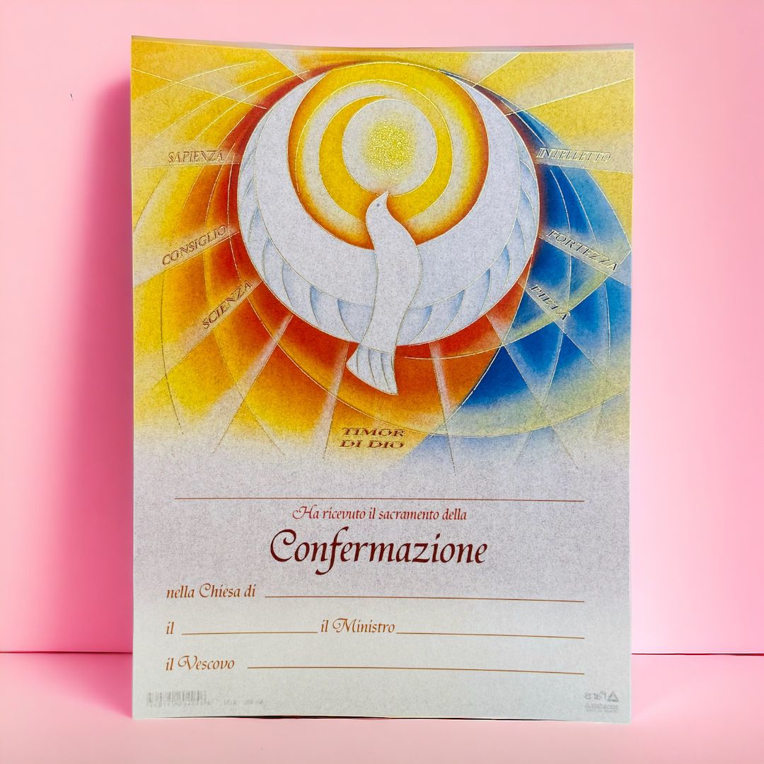 Pergamena che Attesta di Aver Ricevuto il Sacramento della Confermazione