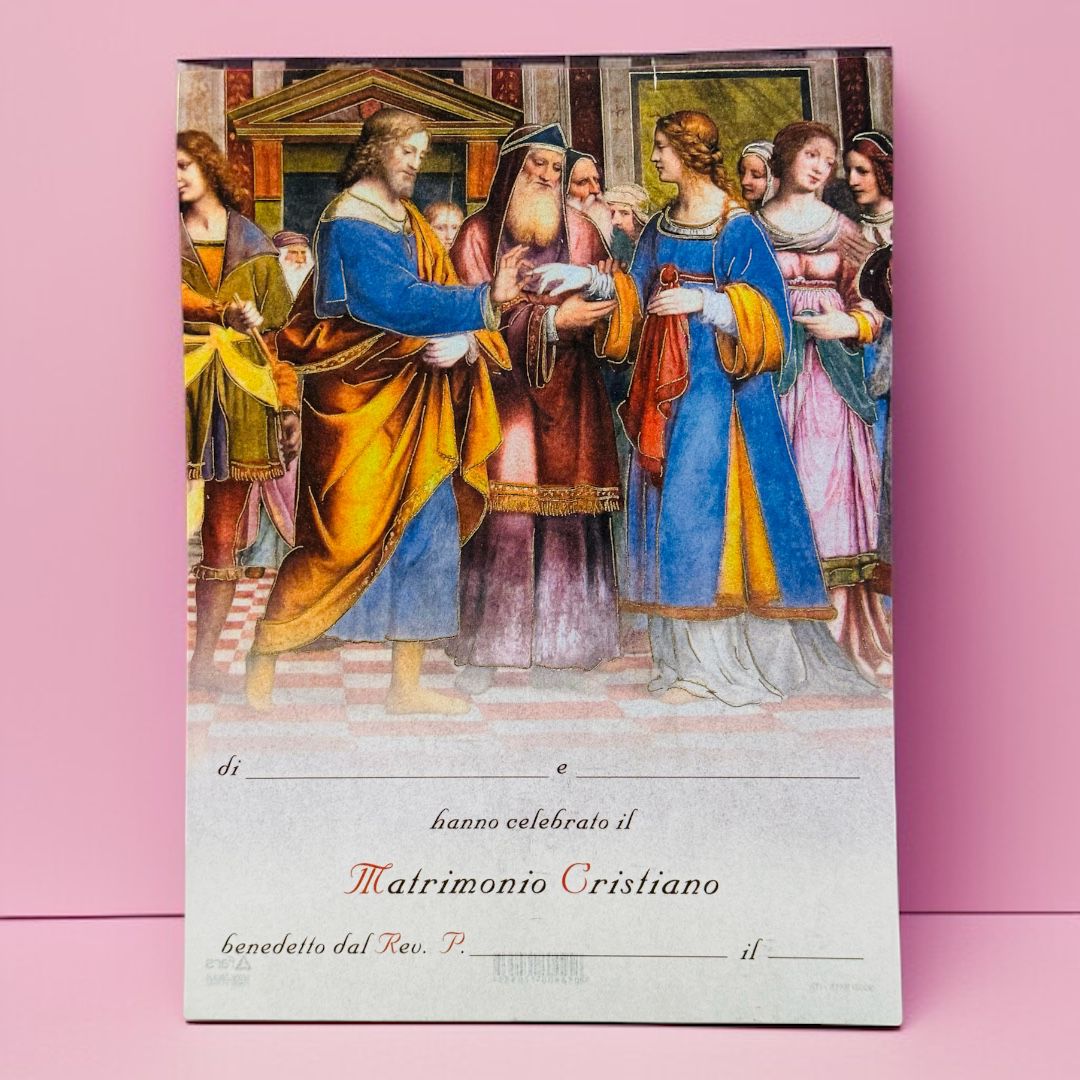 Pergamena che Attesta di Aver Ricevuto il Matrimonio Cristiano