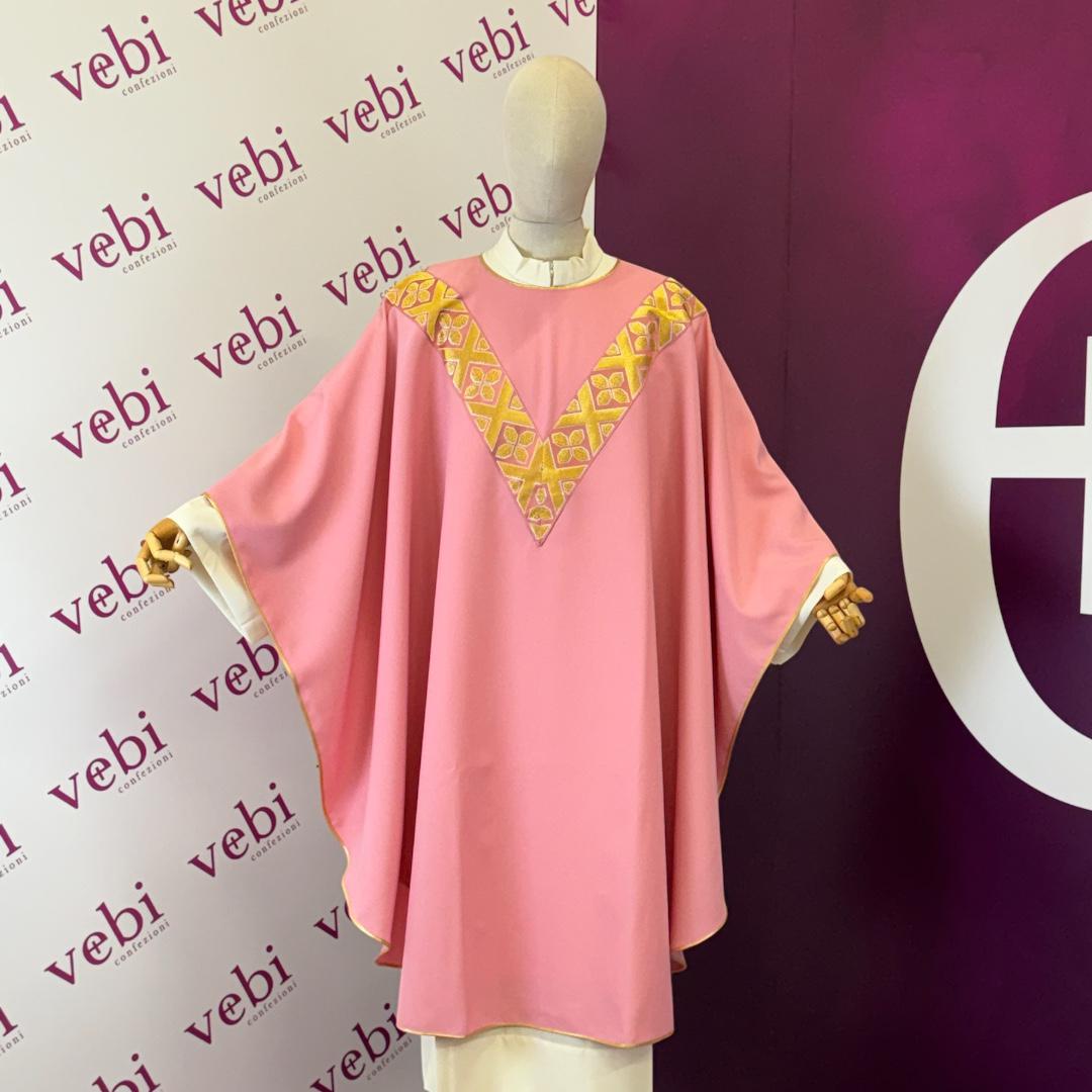 Casula Gallone Croci  Applicato a "V" (Colori Liturgici Disponibili)