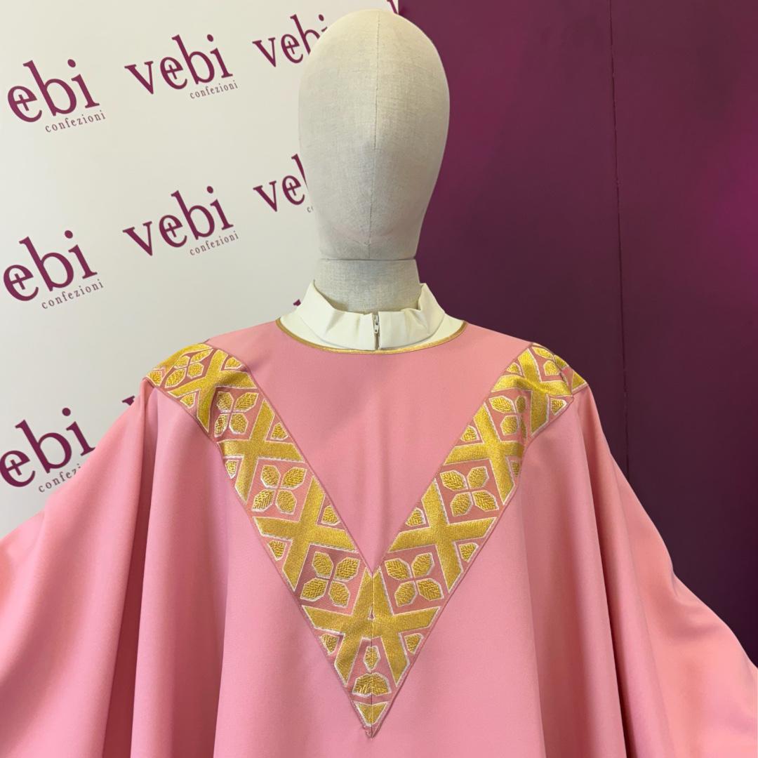 Casula Gallone Croci  Applicato a "V" (Colori Liturgici Disponibili)