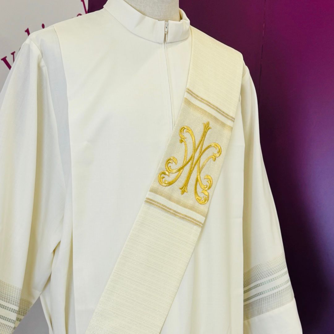 Stola Diaconale con Ricamo Monogramma Mariano