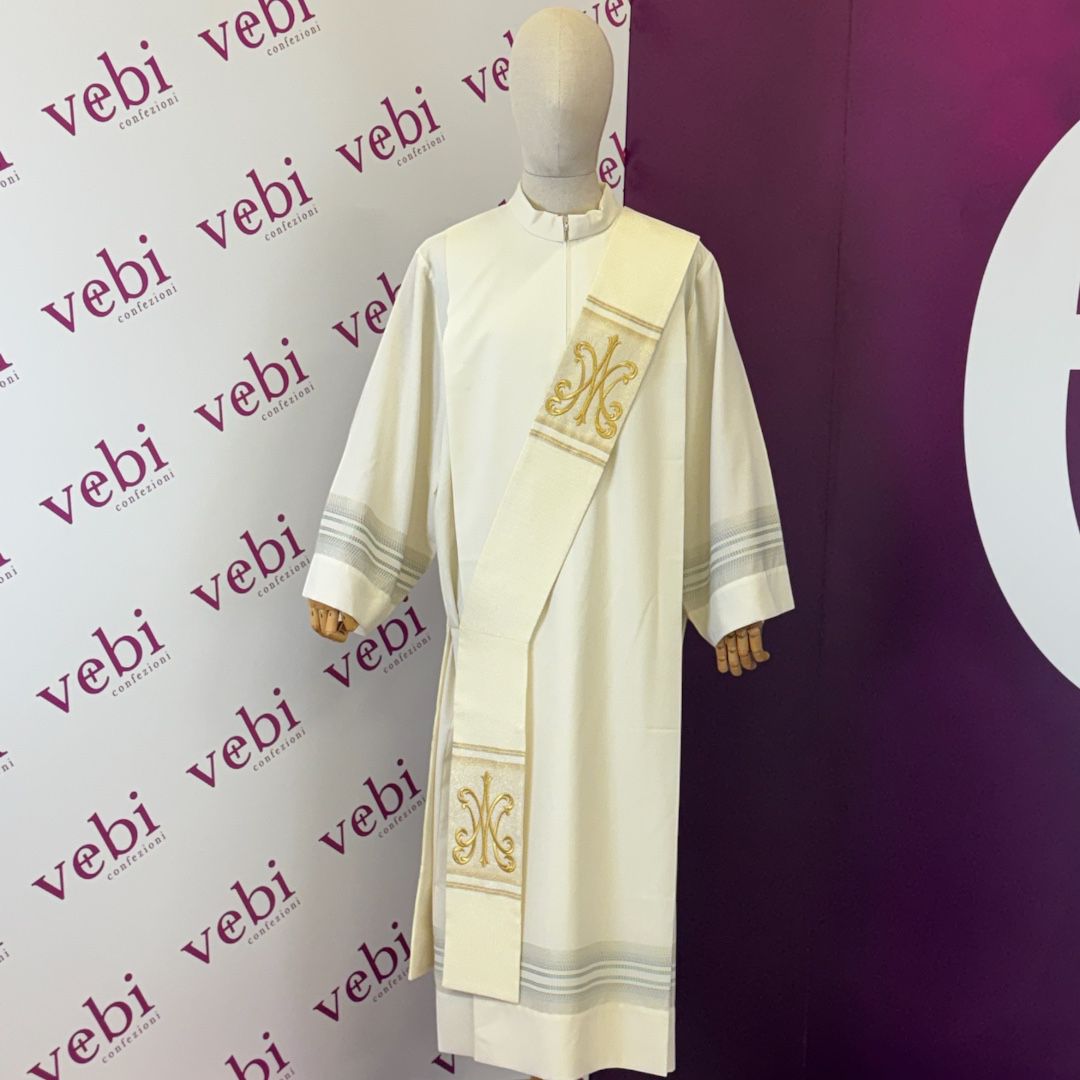 Stola Diaconale con Ricamo Monogramma Mariano